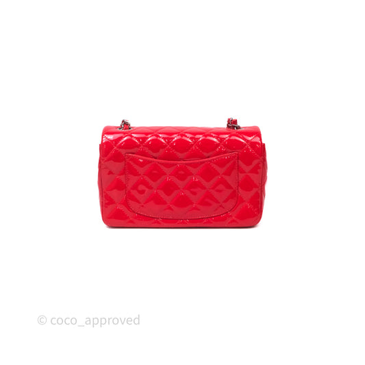 Chanel Mini Rectangular Quilted Red Patent Silver Hardware