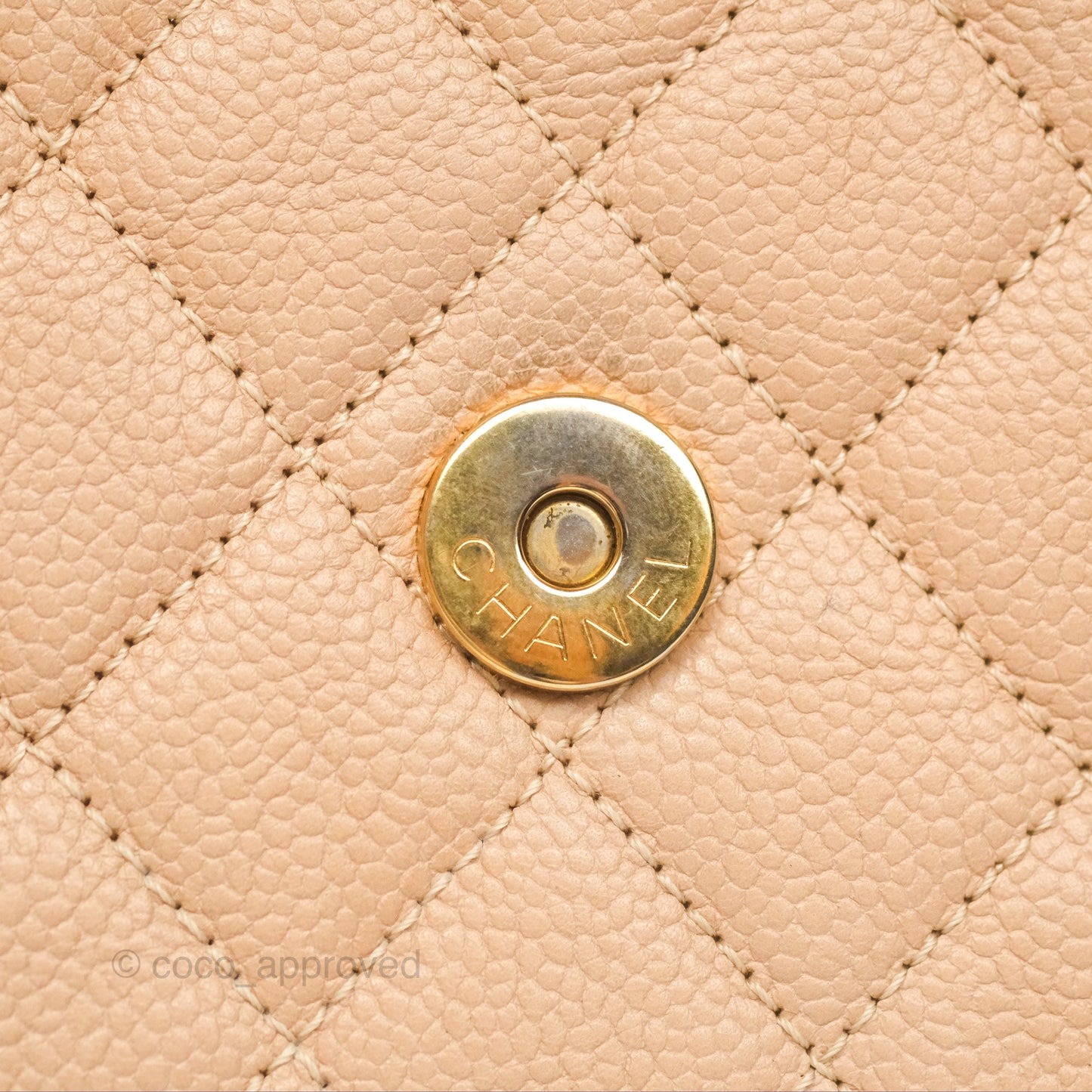 Chanel Small CC Filigree Flap Quilted Beige Black Caviar