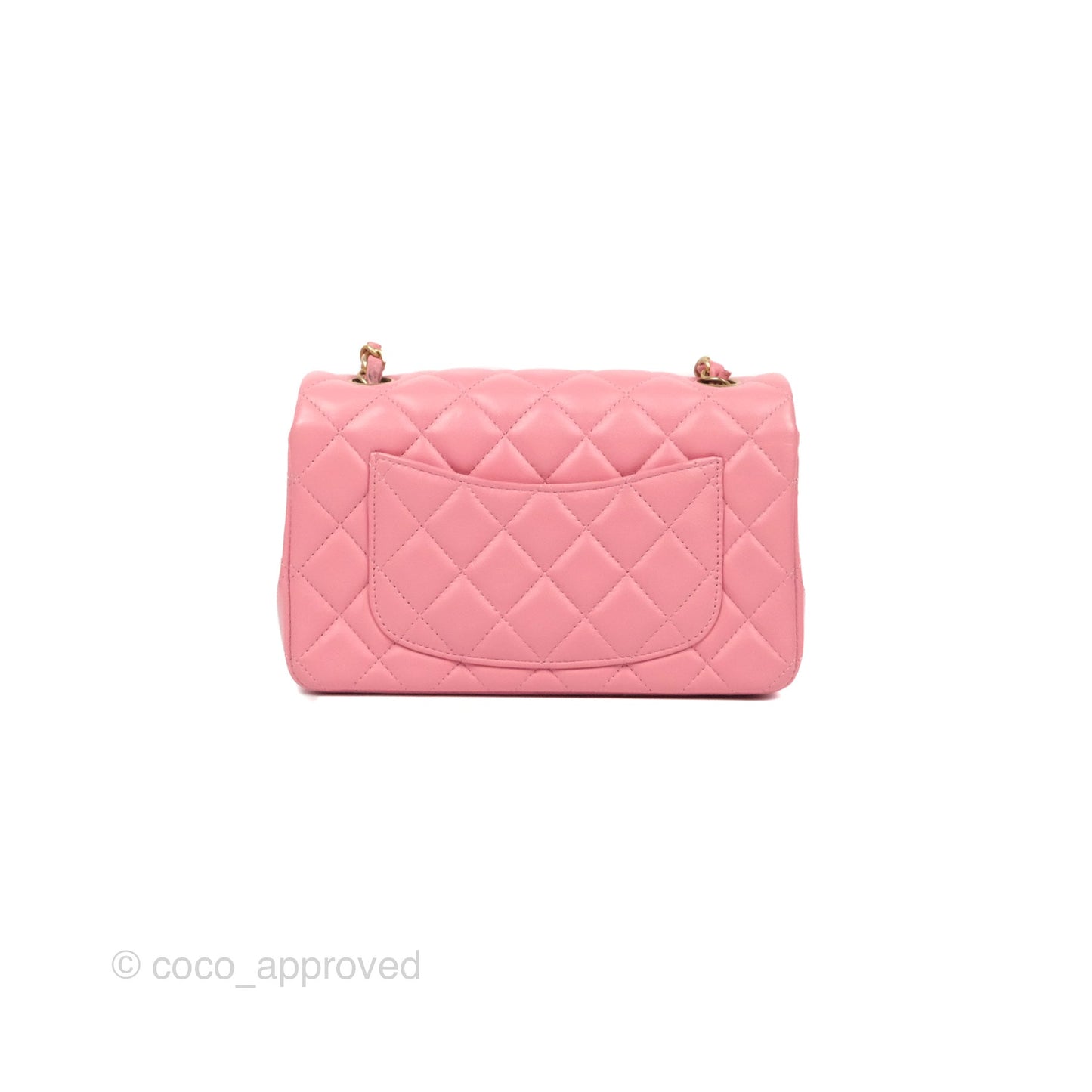 Chanel Quilted Mini Rectangular Flap Pink Lambskin Aged Gold Hardware