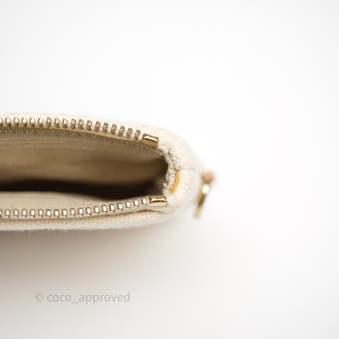 Chanel New Small Deauville Cream Ivory Canvas Light Gold Hardware
