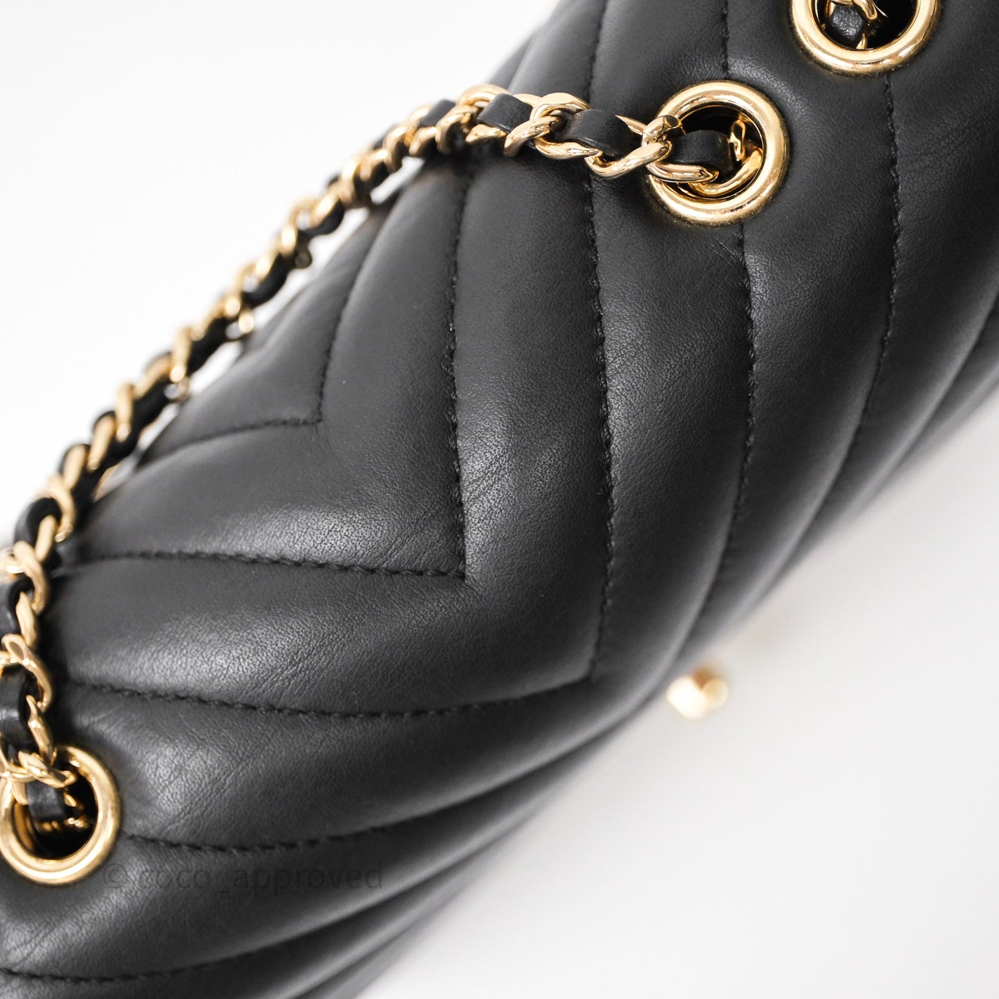 Chanel Small Statement Chevron Flap Bag Black Gold Hardware