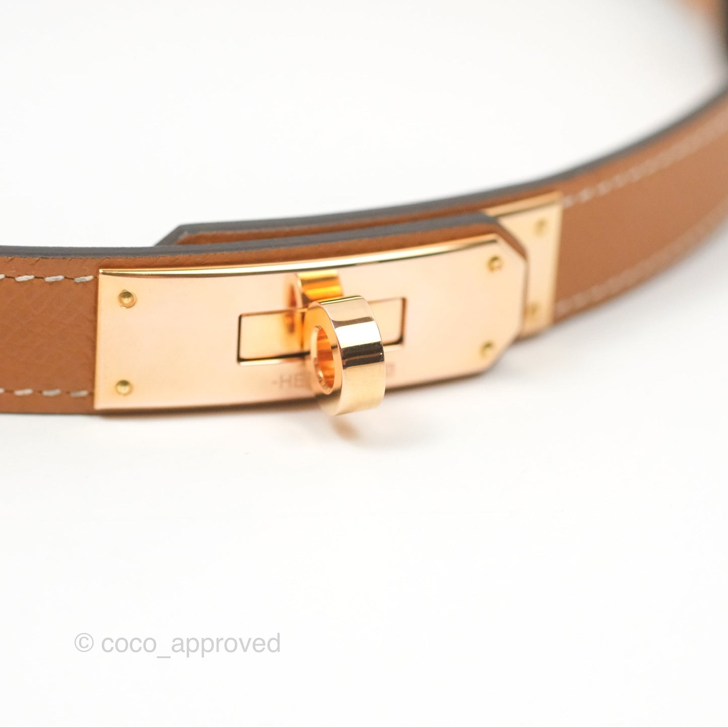 Hermès Kelly Buckle Belt Gold Epsom Rose Gold Hardware
