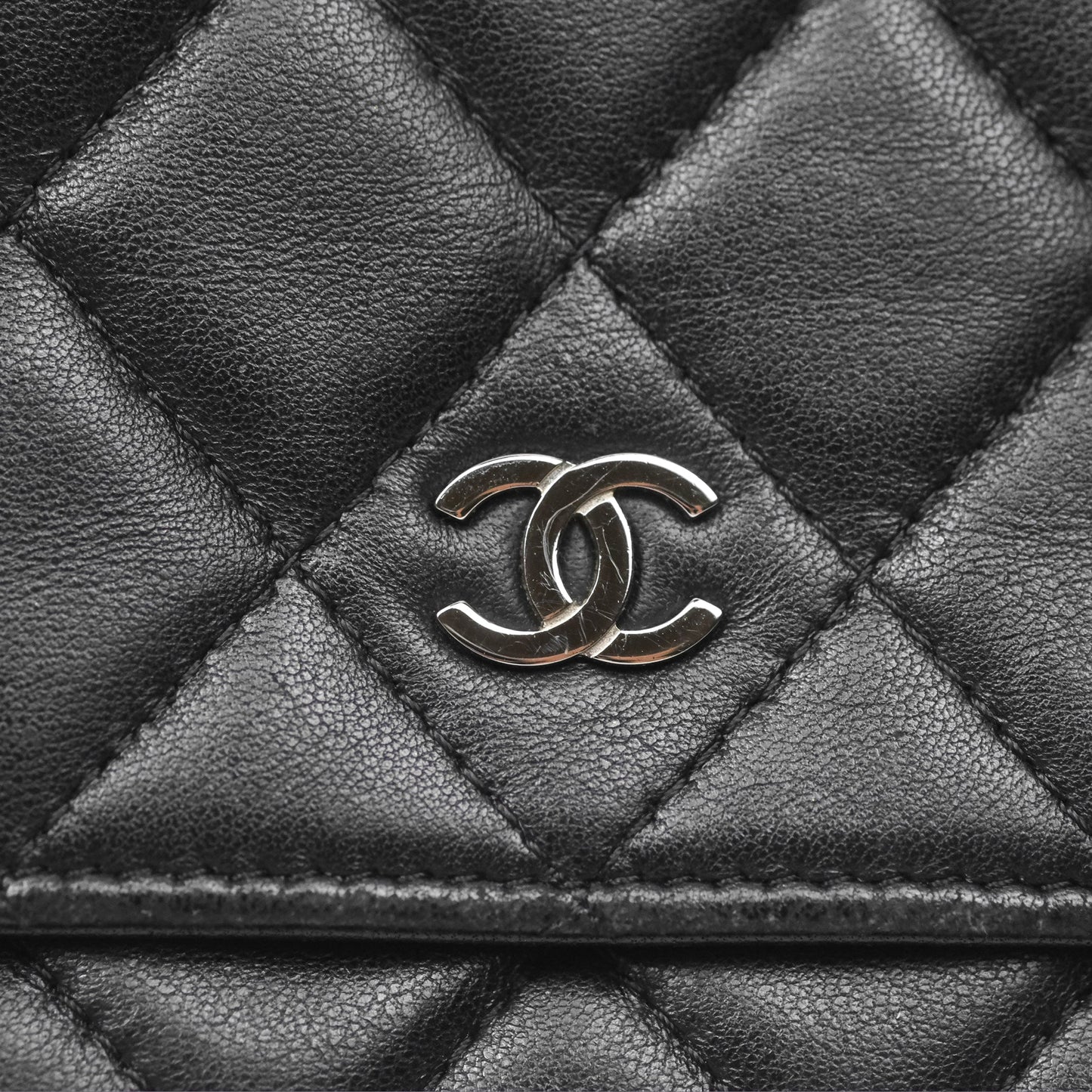 Chanel Quilted Wallet on Chain WOC Black Lambskin Palladium Hardware