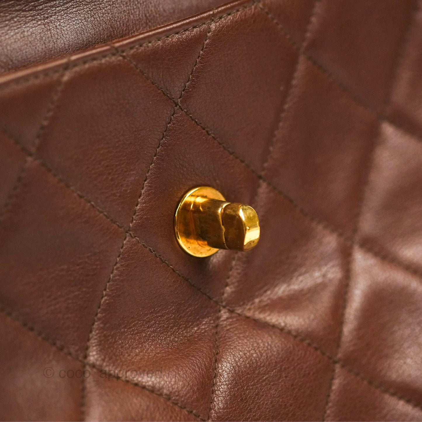 Chanel Vintage Tote Bag Quilted Brown 24K Gold Hardware