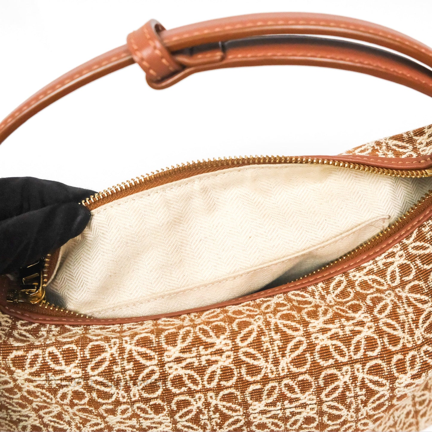 Loewe Small Cubi bag in Anagram Jacquard & Calfskin Tan Pecan