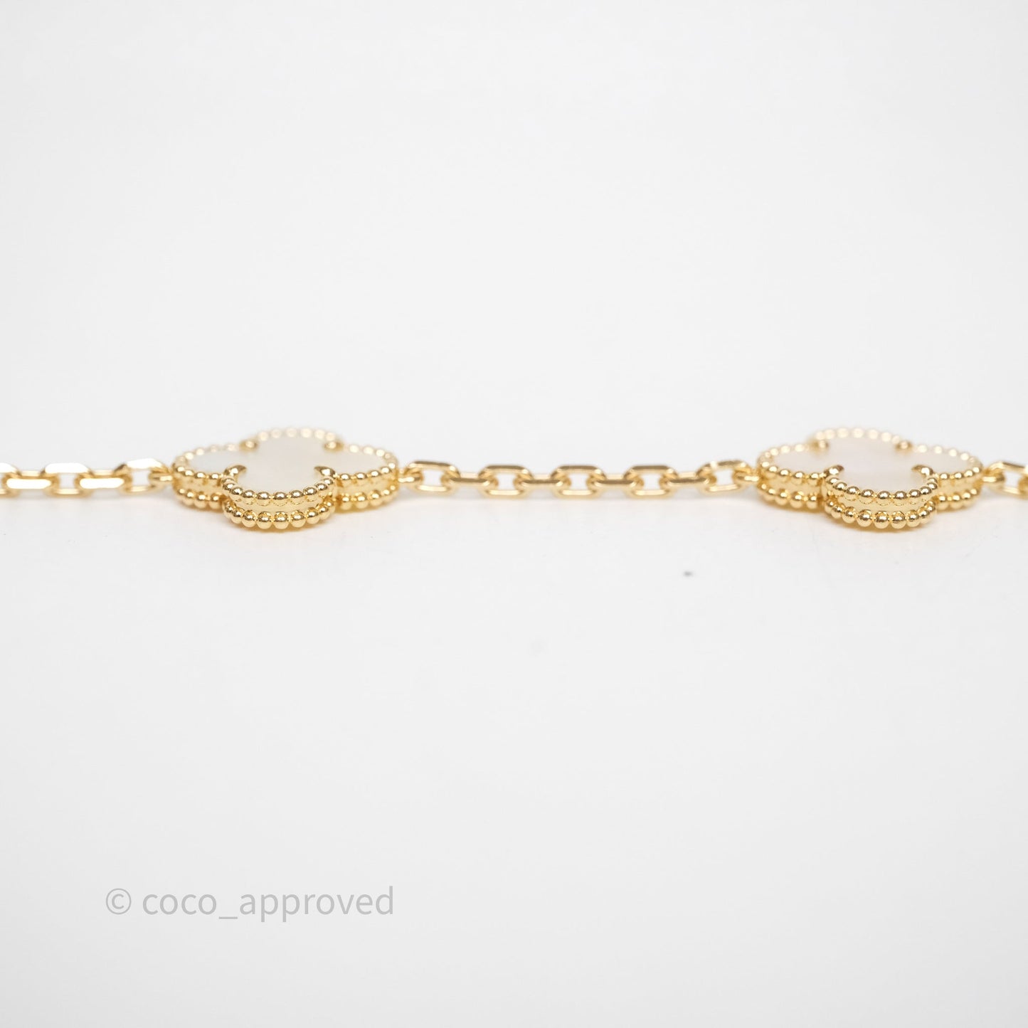 Van Cleef & Arpels Vintage Alhambra 5 Motifs White Yellow Gold Bracelet