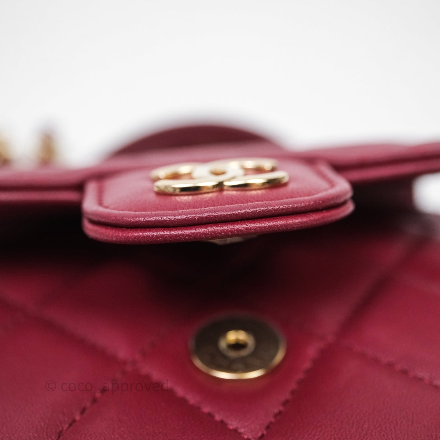 Chanel Mini Top Handle Flap Bag Red Lambskin Gold Hardware