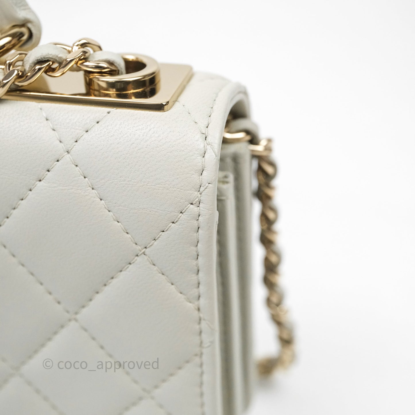 Chanel Trendy CC Wallet On Chain WOC Light Grey Lambskin Gold Hardware N