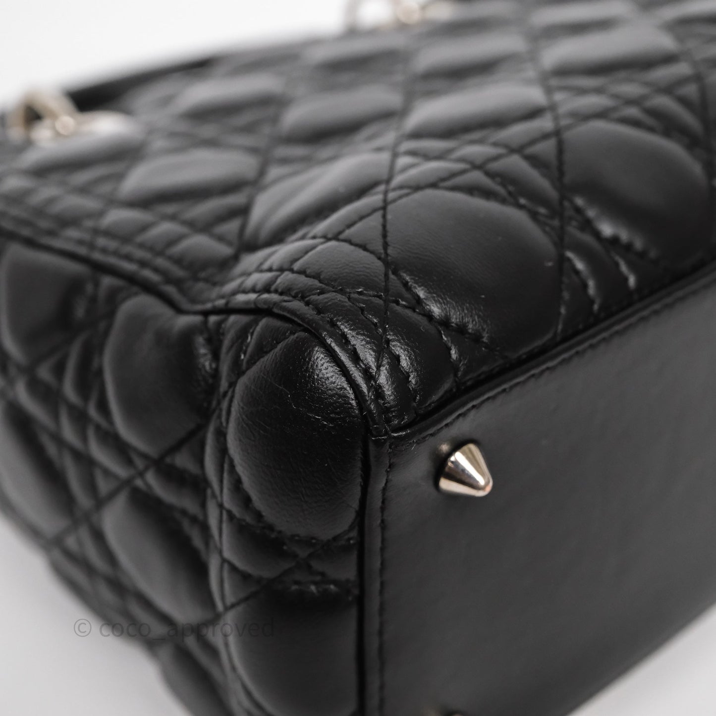 Christian Dior Medium Lady Dior Black Lambskin Silver Hardware