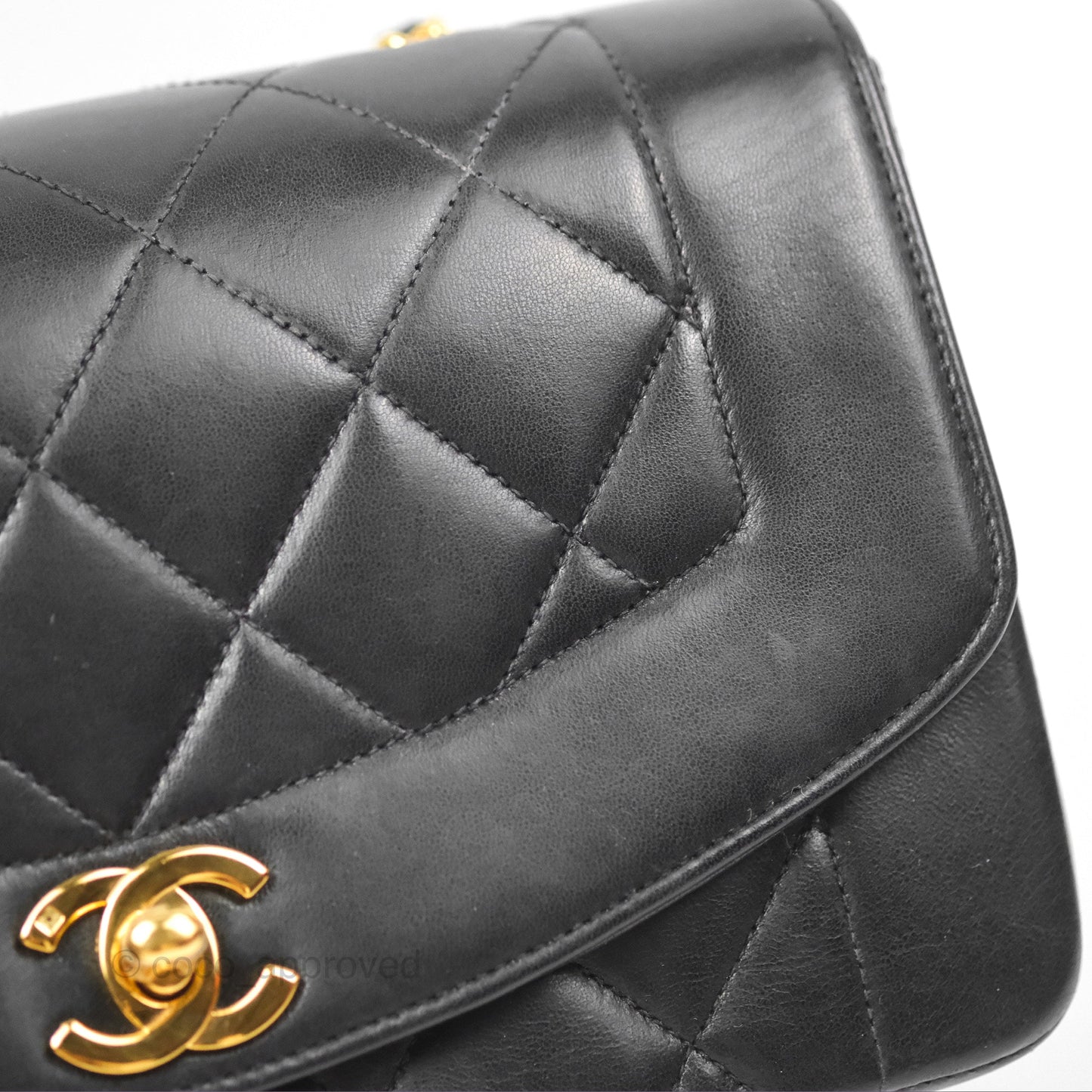 Chanel Vintage Small Quilted Classic Diana Flap Bag Black Lambskin 24K Gold Hardware