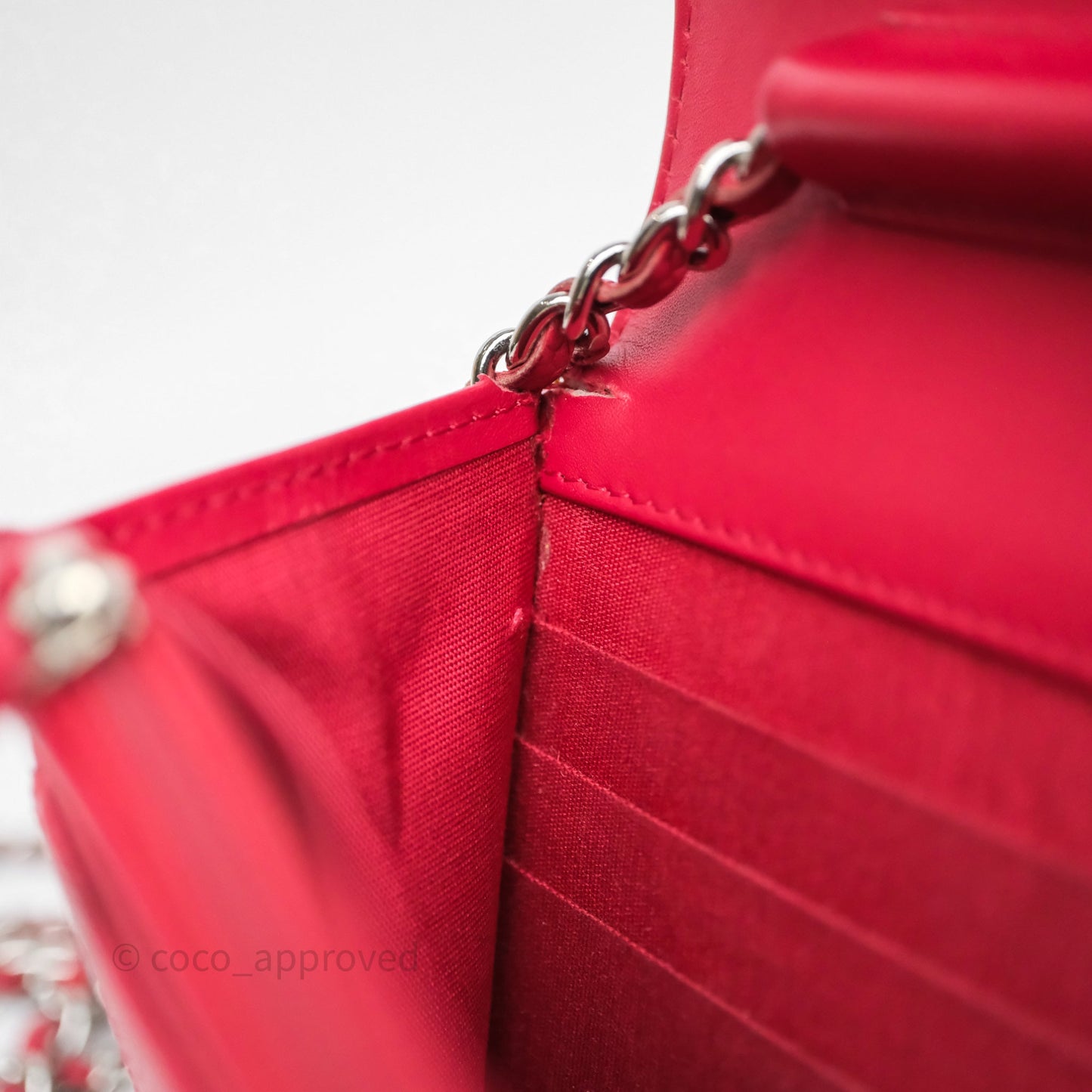 Chanel CC Wallet On Chain WOC Dark Pink Caviar Silver Hardware