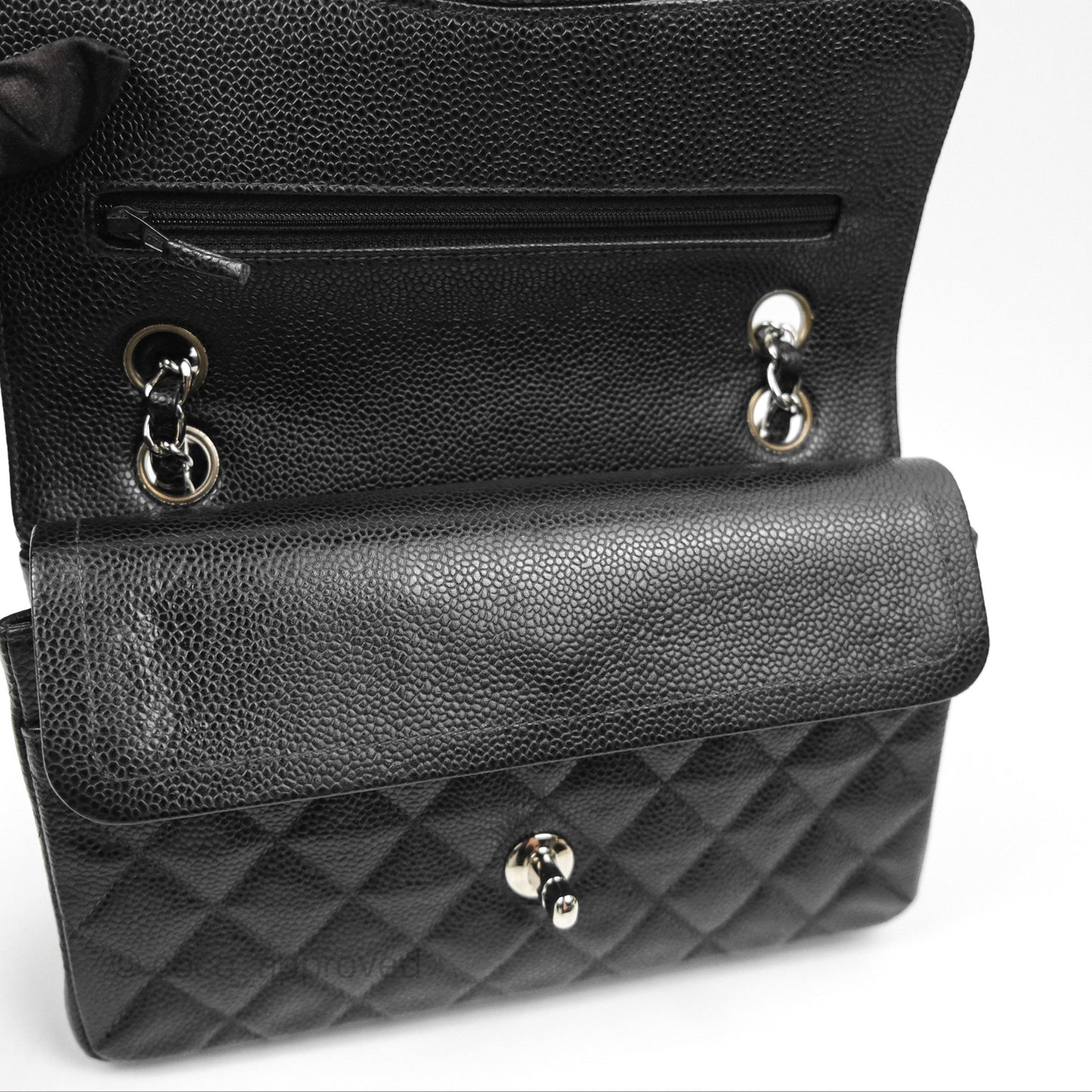 Chanel Small Classic Flap Quilted Black Caviar Silver Hardware