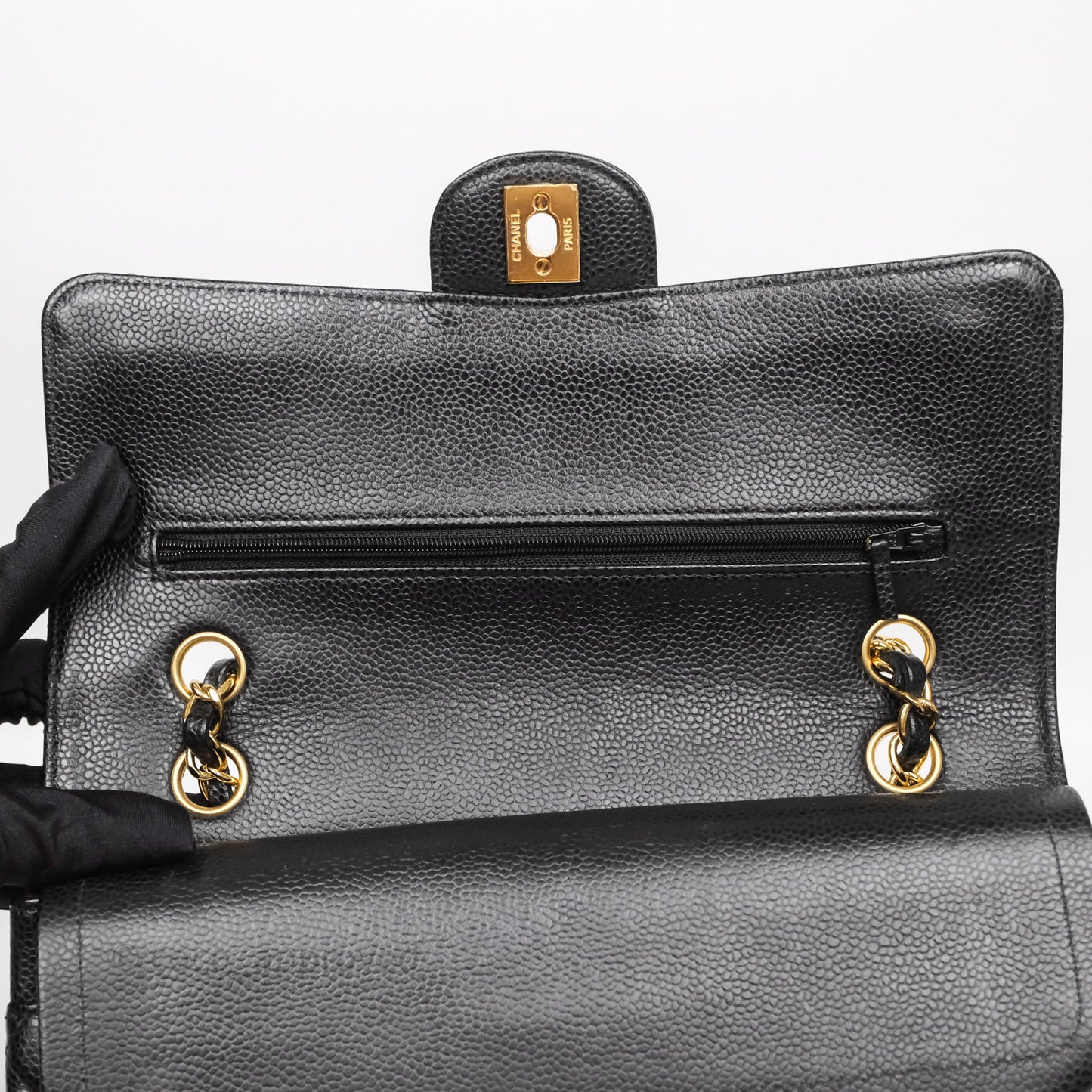Chanel Classic M/L Medium Flap Quilted Black Caviar Gold Hardware