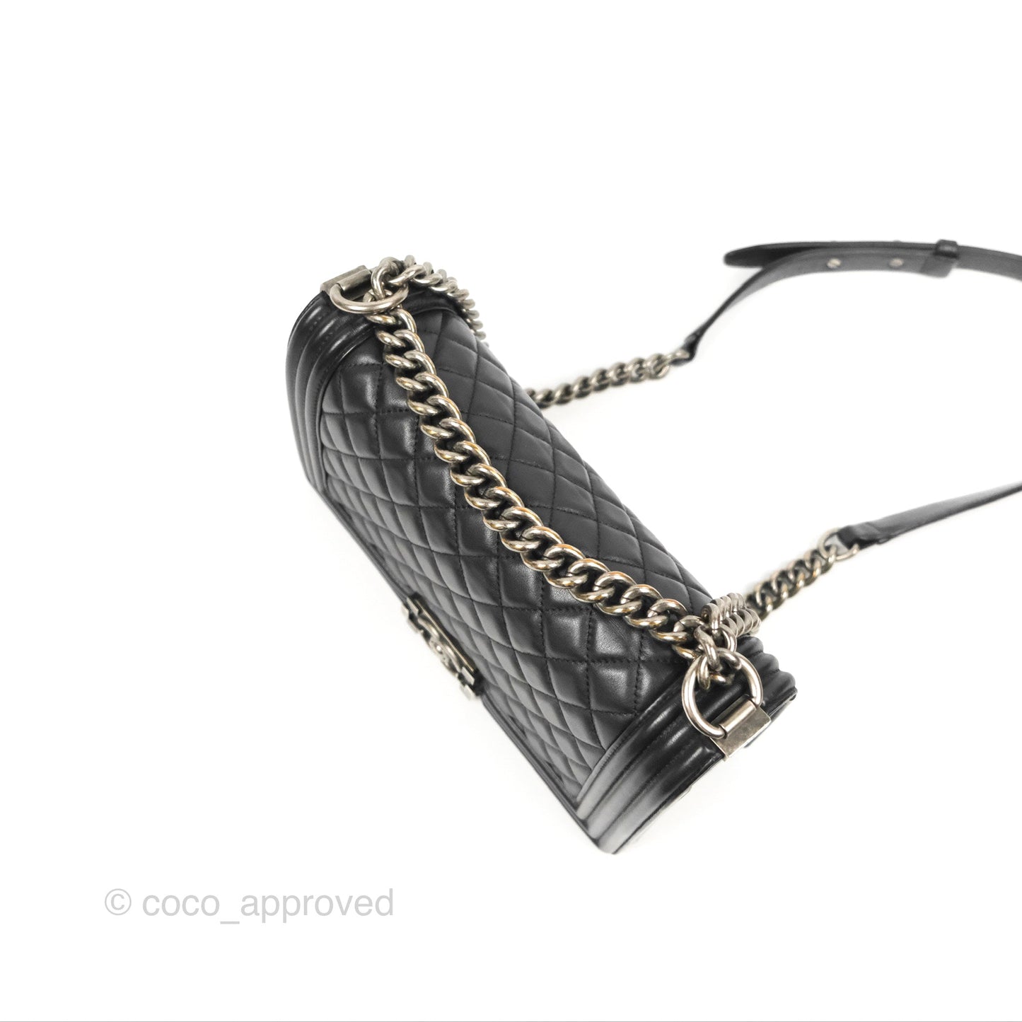 Chanel Quilted Medium Boy Black Calfskin Ruthenium Hardware