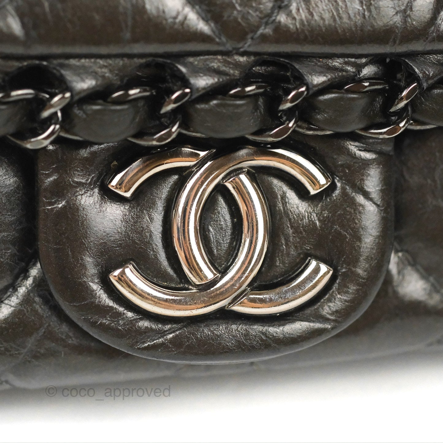 Chanel Medium Chain Me Flap Bag Metallic Dark Grey Calfskin Gun Metal
