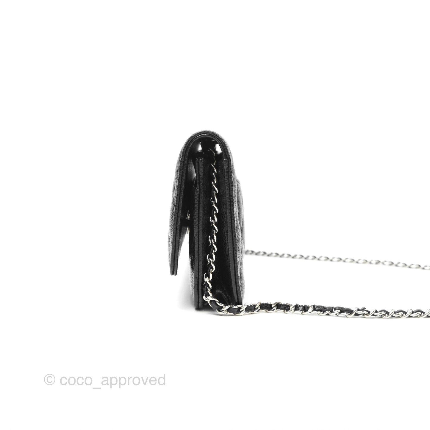 Chanel Quilted Classic Wallet On Chain WOC Black Caviar Silver Hardware