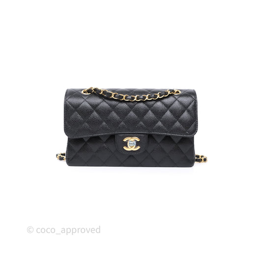 Chanel Small Classic Flap Quilted Black Caviar Gold Hardware
