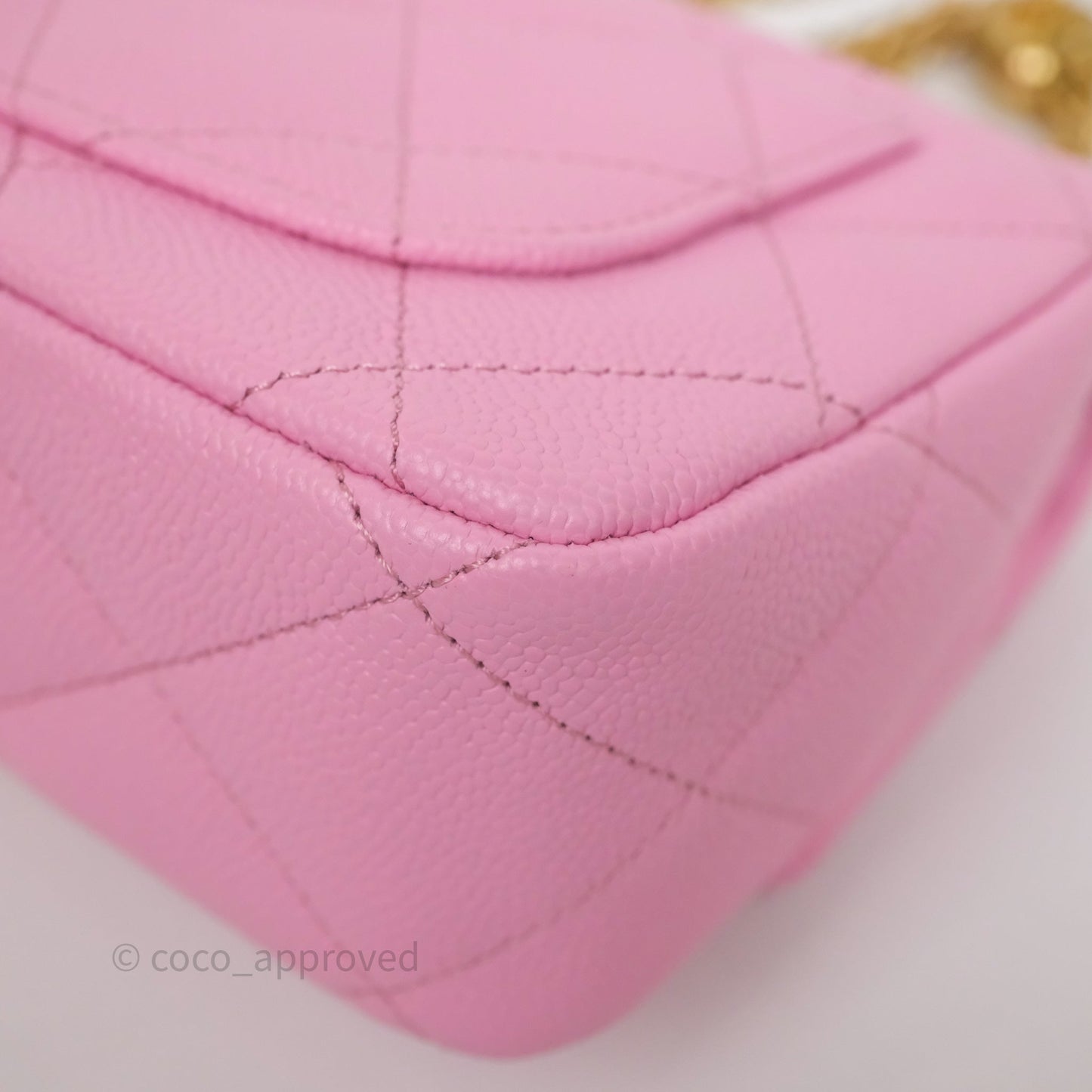 Chanel Heart Crush Mini Flap Bag Pink Caviar Aged Gold Hardware