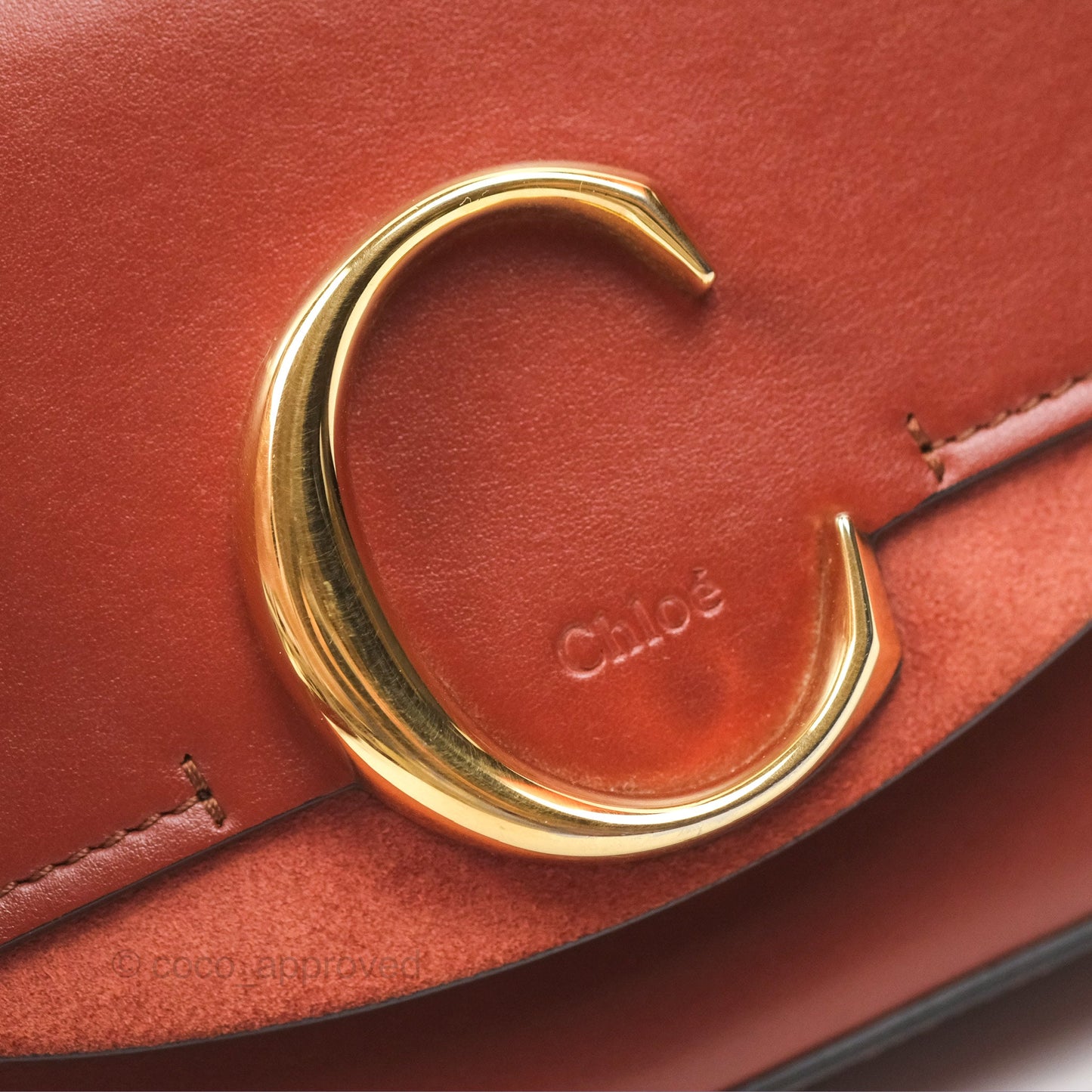 Chloé Mini C Bag Sepia Brown Shiny/Suede Calfskin