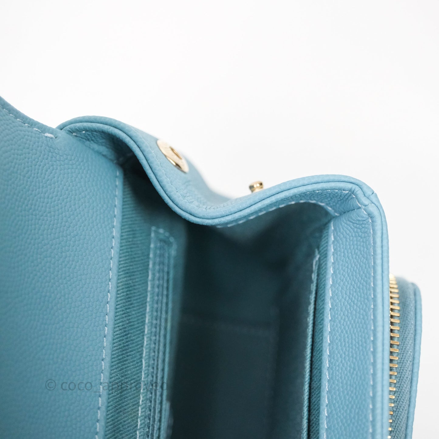 Chanel Small Quilted Business Affinity Flap Caviar Blue Gold Hardware