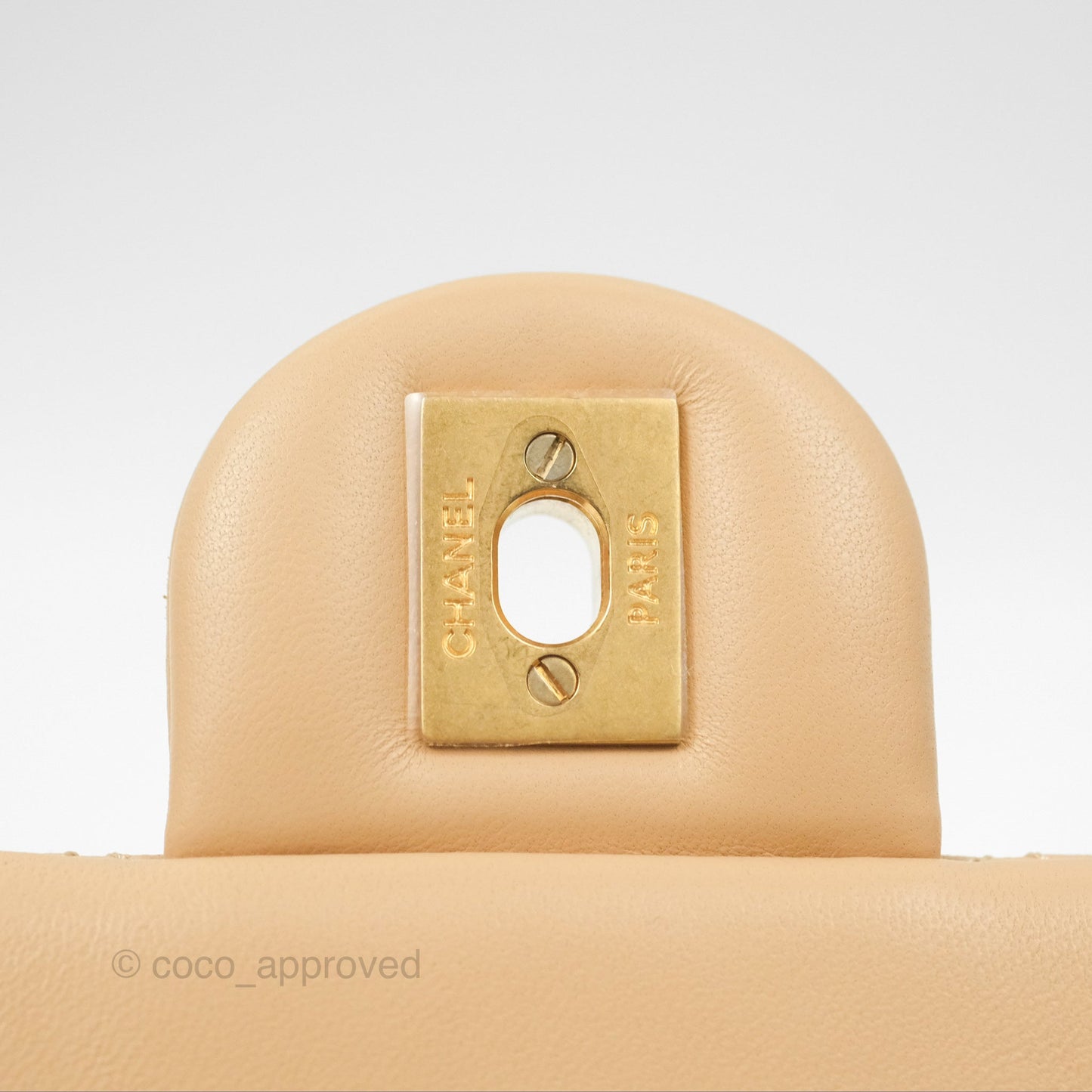 Chanel Mini Rectangular Pearl Crush Beige Lambskin Aged Gold Hardware