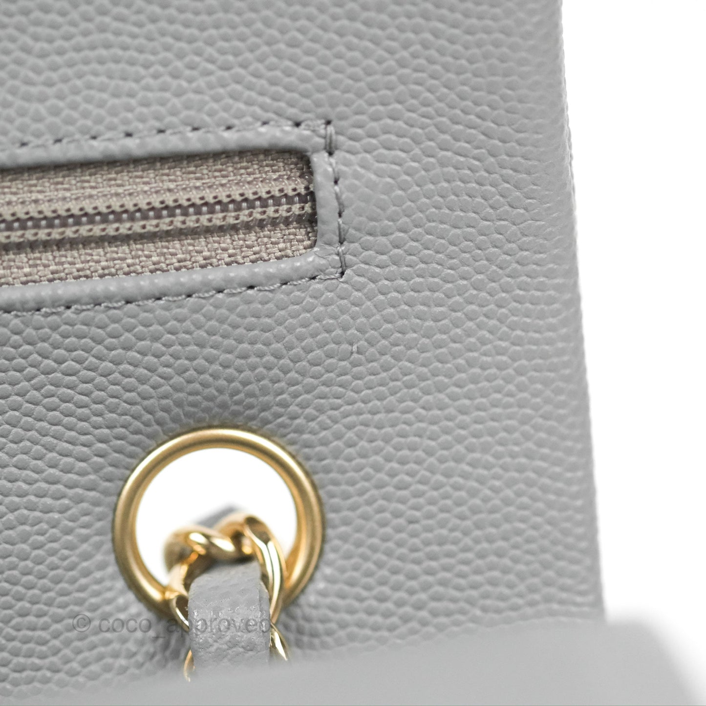 Chanel Small Classic Quilted Flap Grey Caviar Gold Hardware 20C