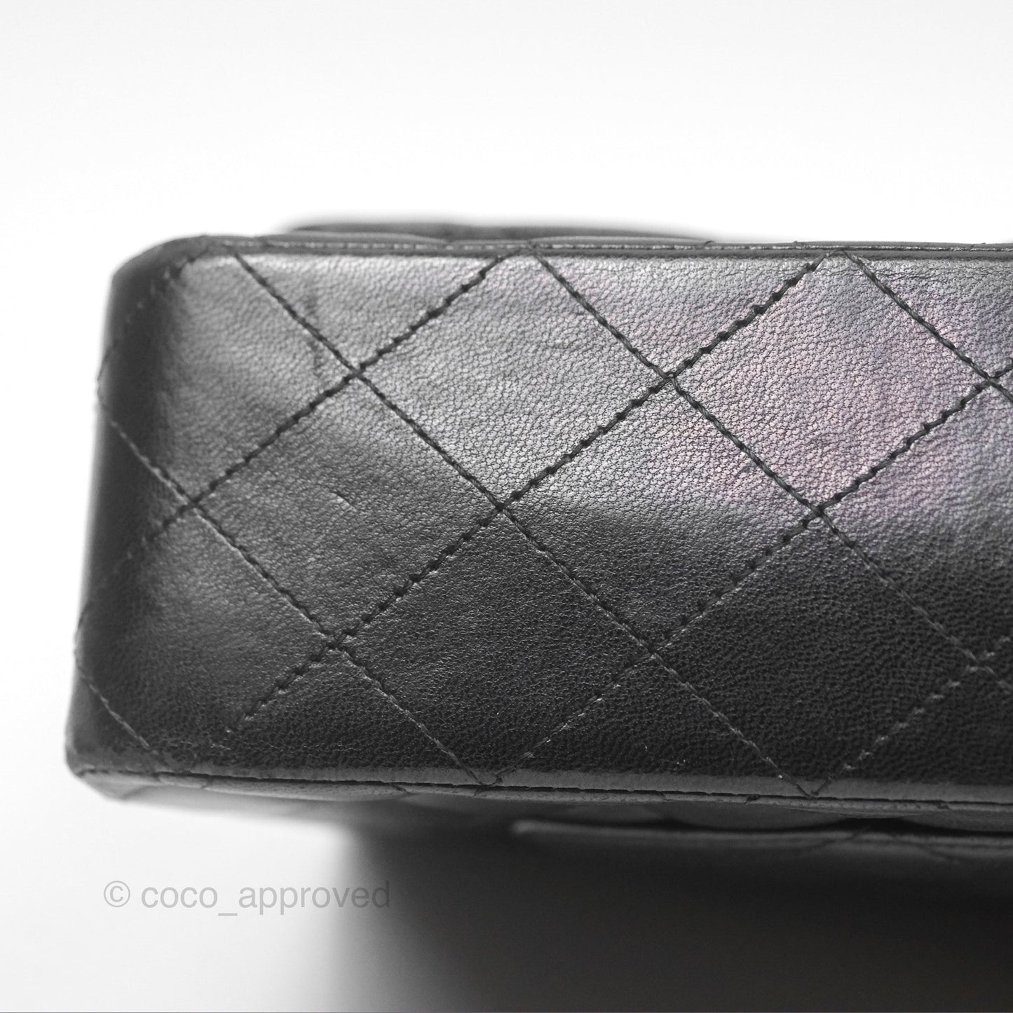 Chanel Classic M/L Medium Flap Quilted Black Lambskin Silver Hardware