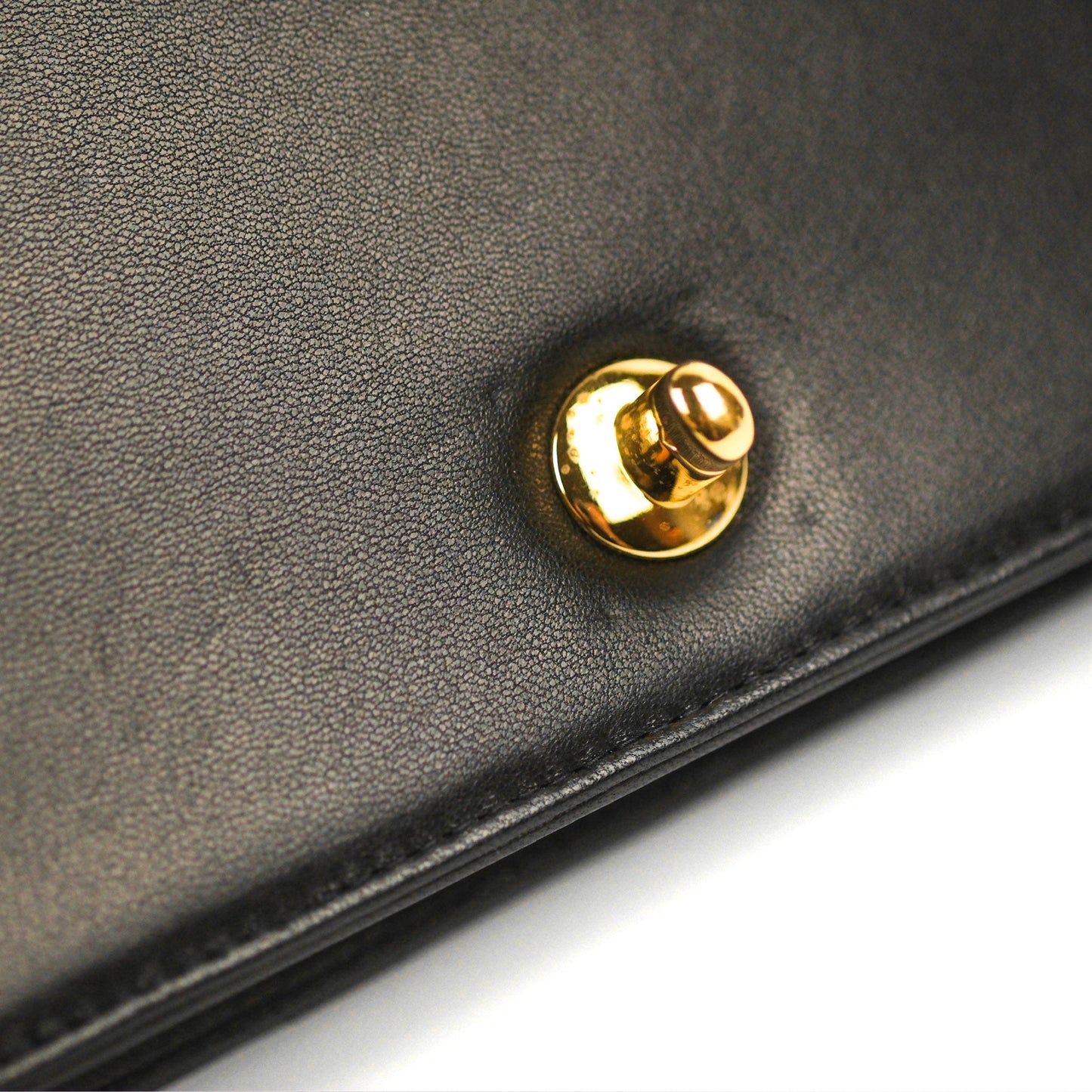 Chanel Vintage Full Flap Quilted Shoulder Bag Black Lambskin 24K Gold Hardware