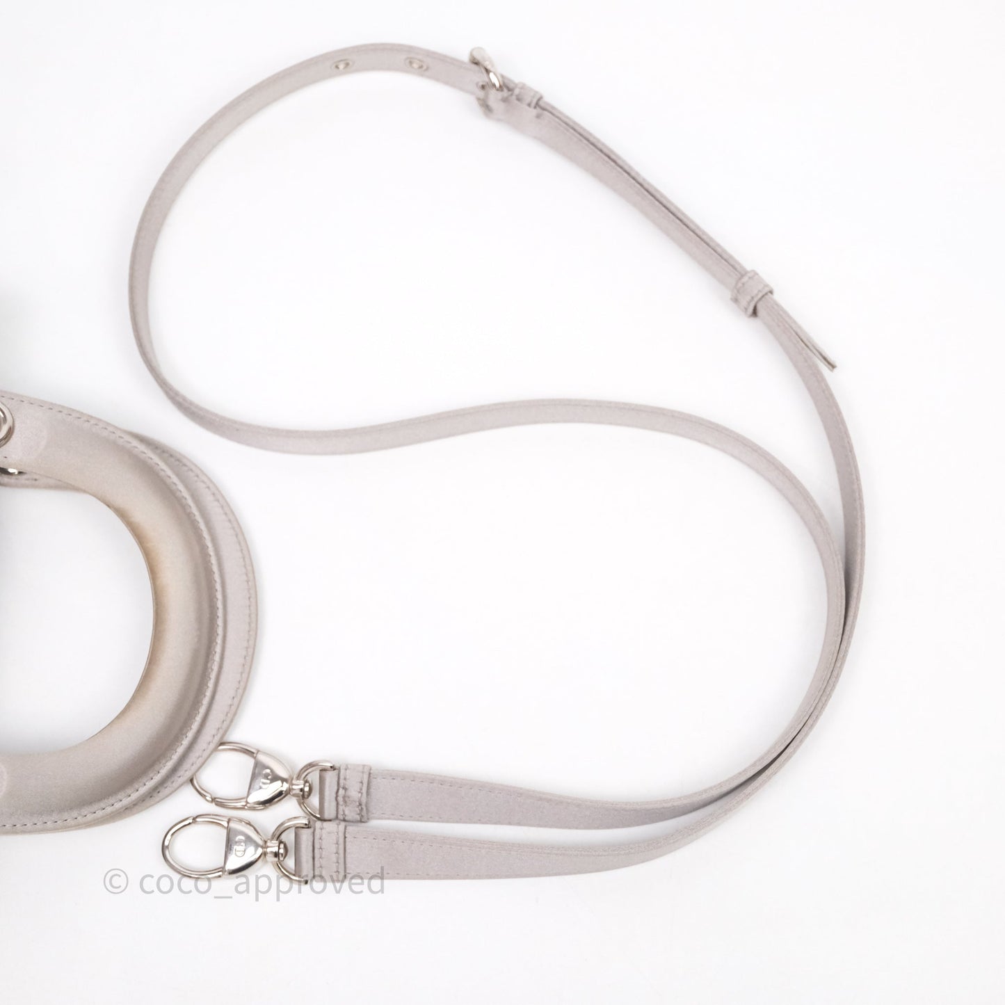 Christian Dior Mini Lady Dior Bag Grey Strass Cannage Satin Silver Hardware
