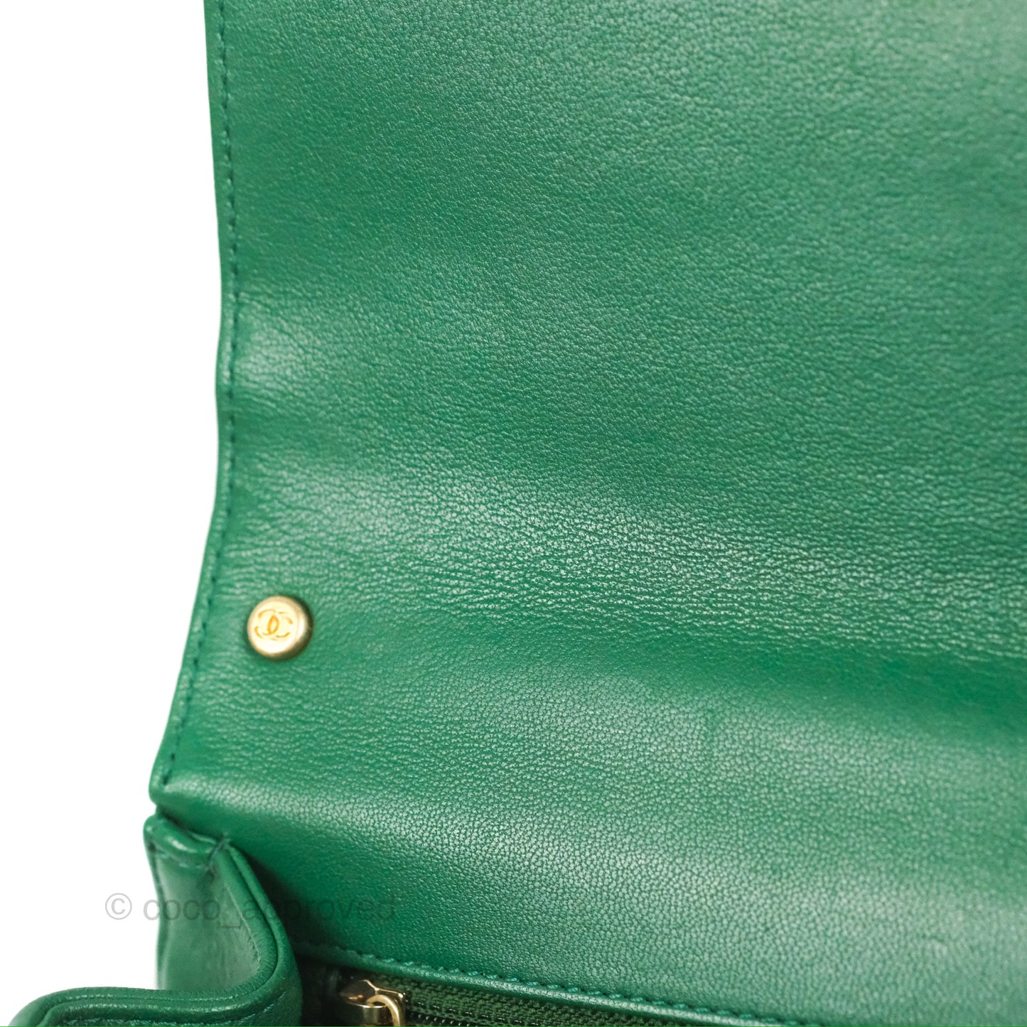 Chanel Chain Infinity Top Handle Bag Green Lambskin Aged Gold Hardware