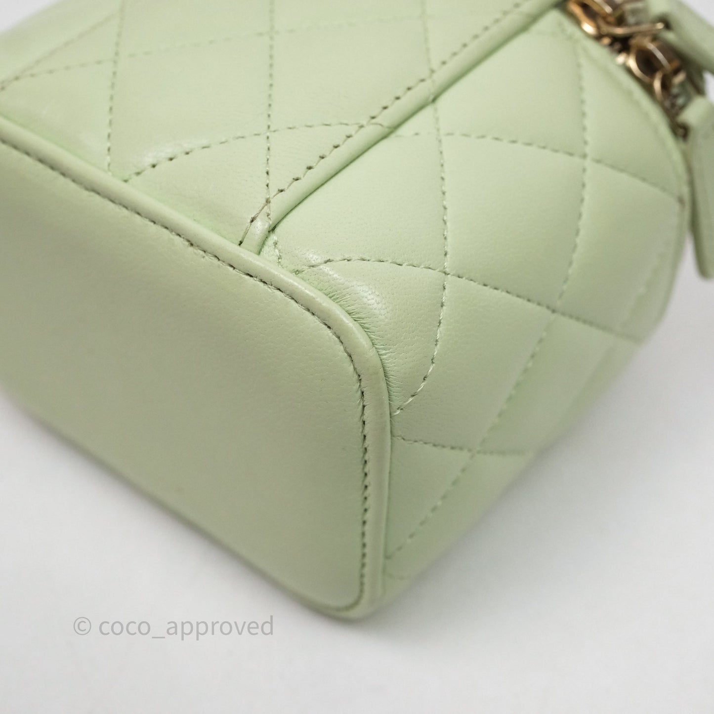 Chanel Mini Pearl Crush Vanity With Chain Green Aged Gold Hardware