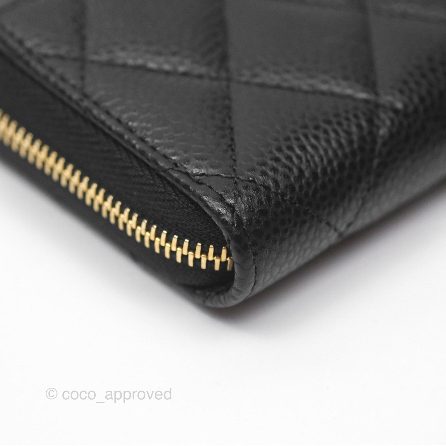 Chanel Quilted Zip Card Holder Black Caviar Gold Hardware