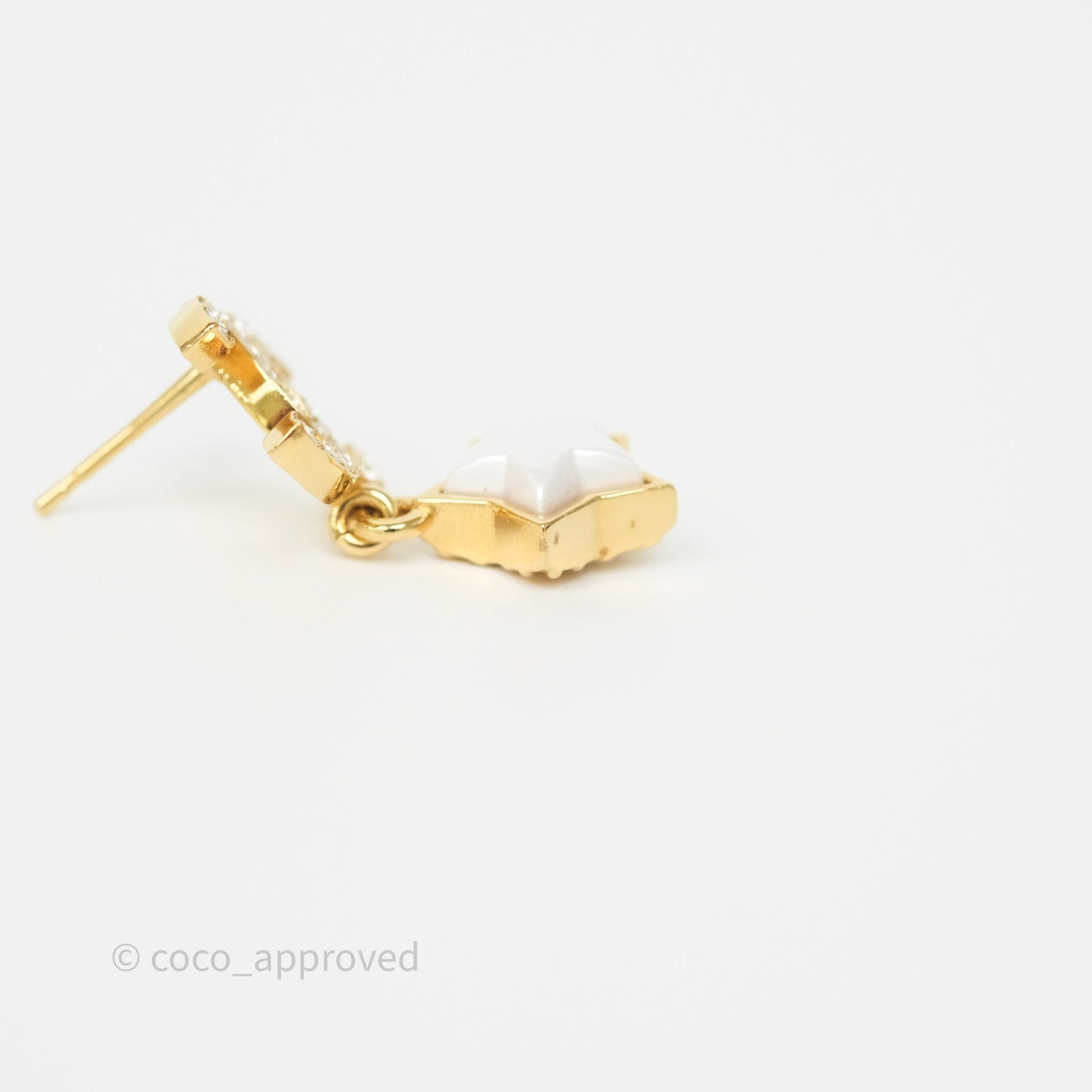 Chanel Crystal CC Star Drop Earrings Gold Tone 24C