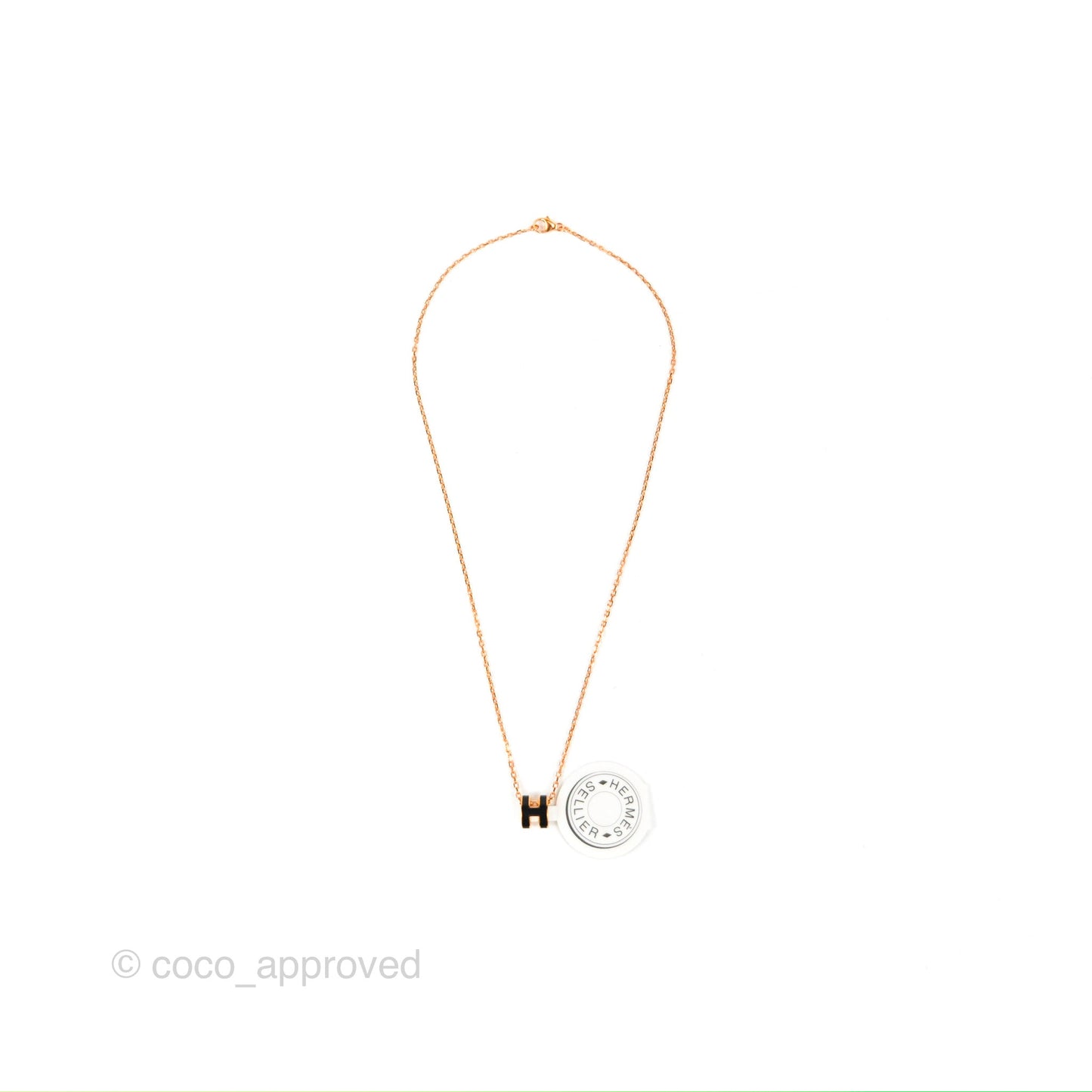 Hermès Mini Pop H Pendant Necklace Black Rose Gold Hardware