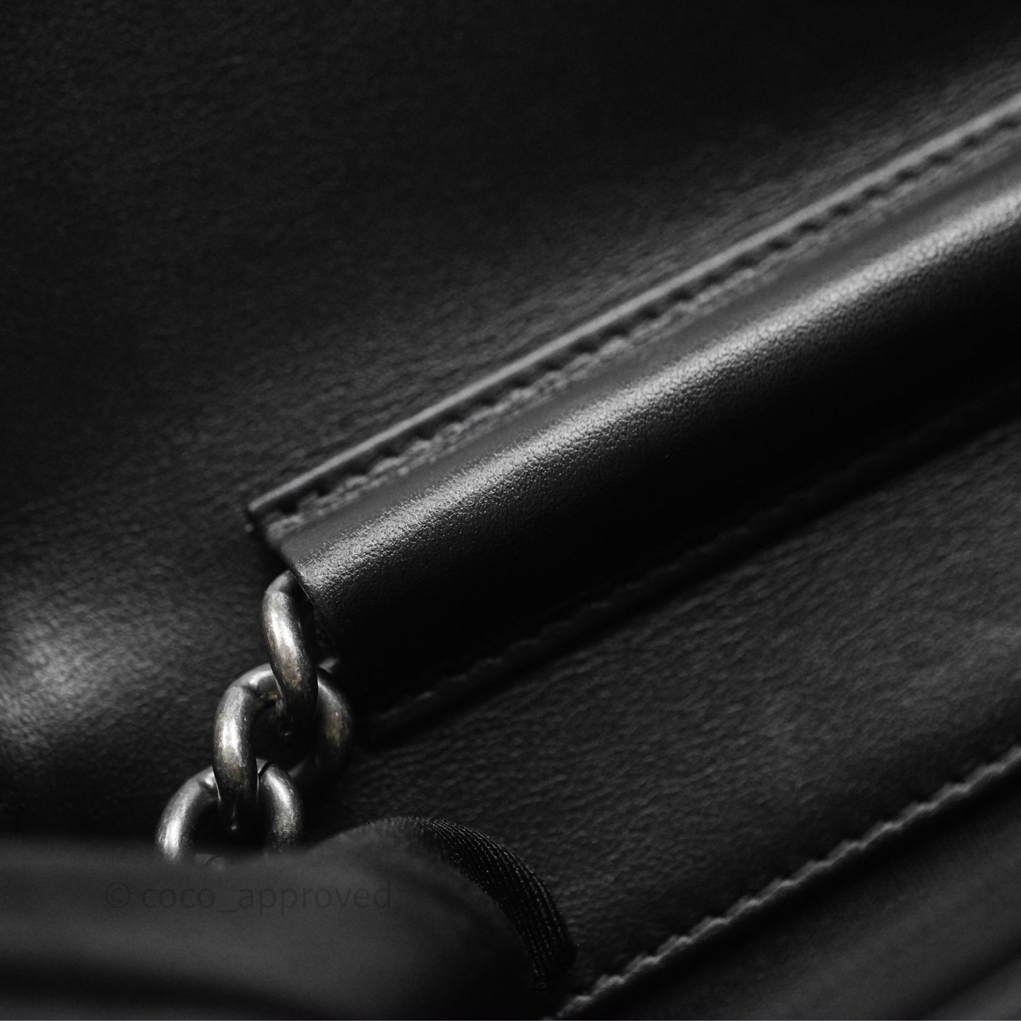 Chanel Quilted Boy Wallet on Chain WOC Black Caviar Ruthenium Hardware