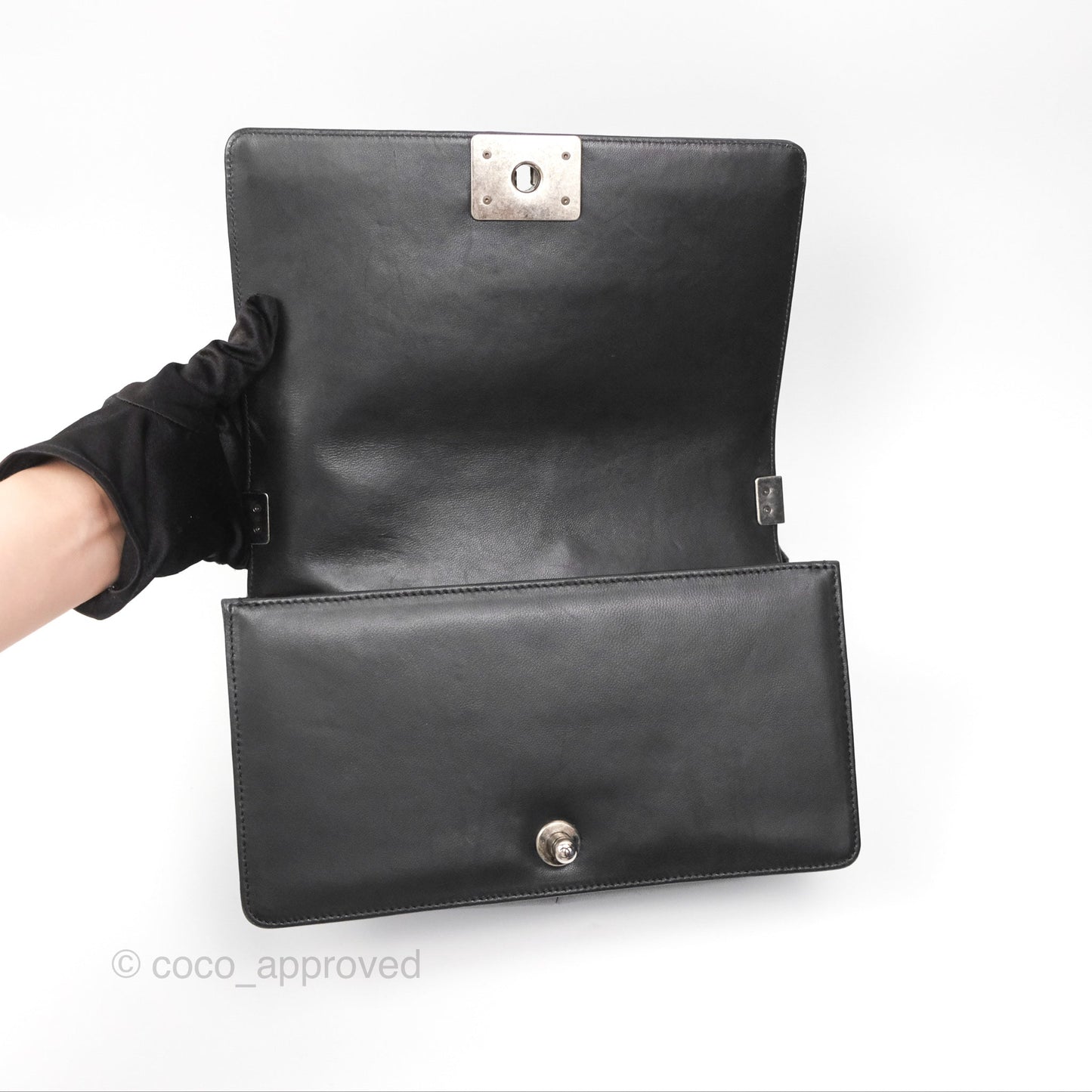 Chanel Quilted Medium Boy Black Lambskin Ruthenium Hardware