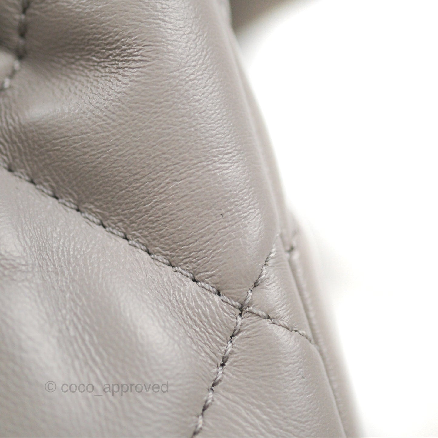 Chanel Flap Bag Grey Clair Lambskin Aged Gold Hardware 22B