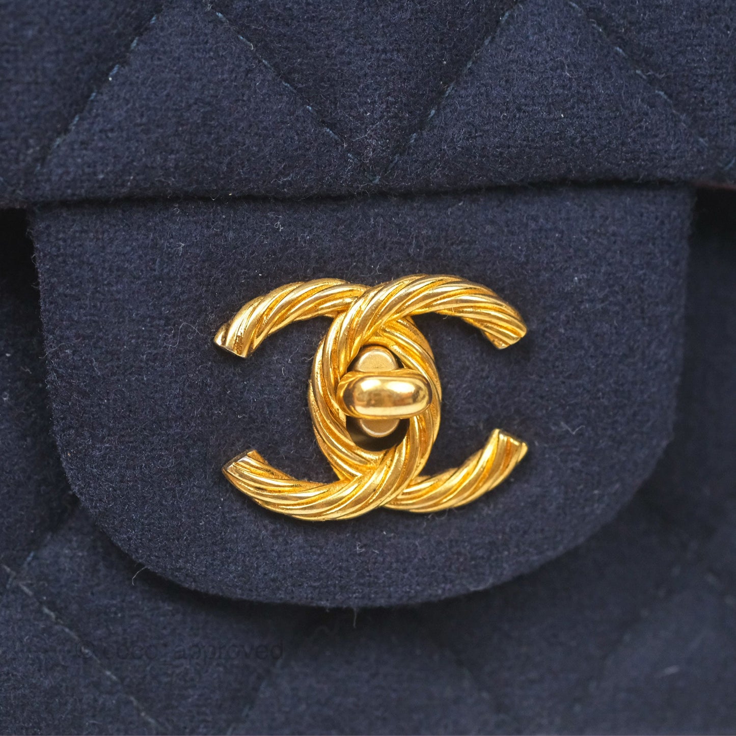 Chanel Mini Charms Rectangular Flap Navy Wool Aged Gold Hardware 18C