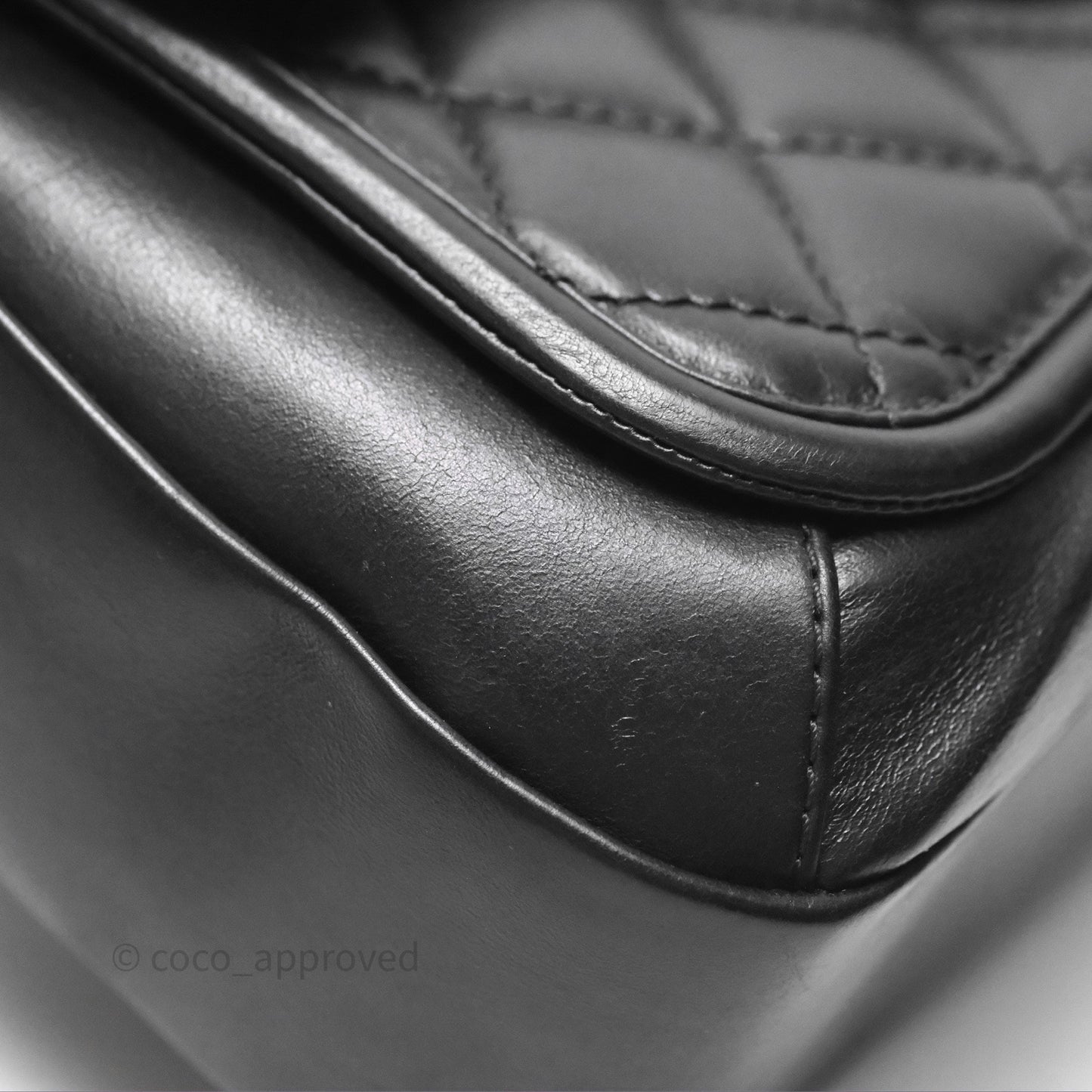 Chanel Quilted Large Prestige Top Handle Flap Calfskin Black Ruthenium Hardware