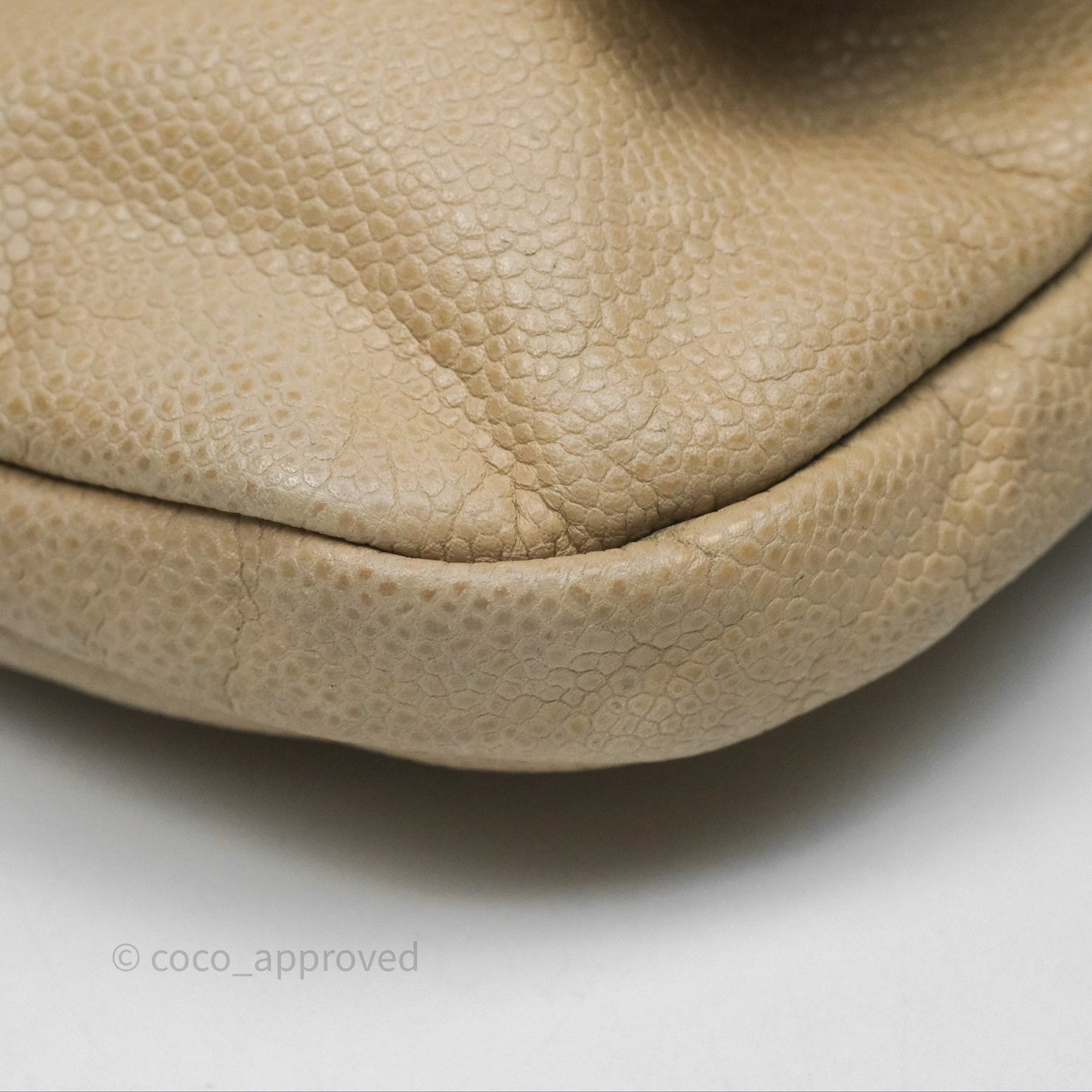 Chanel Quilted Coco Rider Hobo Bag Beige Caviar Ruthenium Hardware