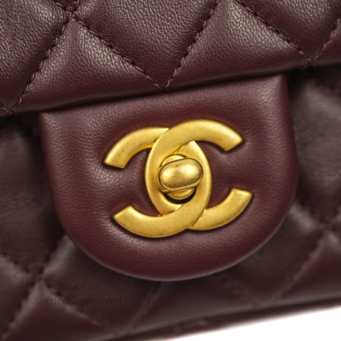 Chanel Mini Rectangular Pearl Crush Quilted Maroon Red Lambskin Gold Hardware
