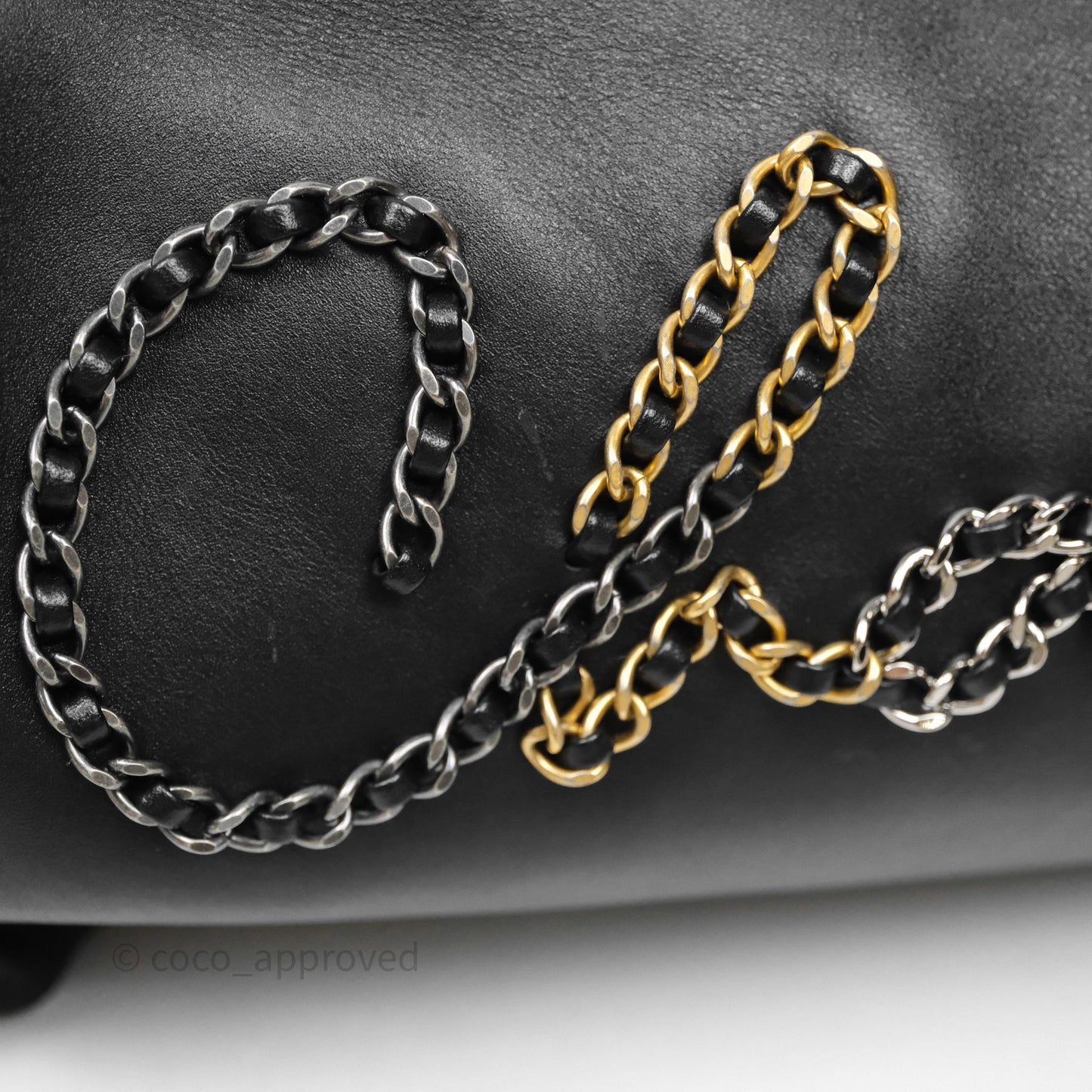 Chanel Logo Bowling Bag Black Calfskin Mixed Hardware