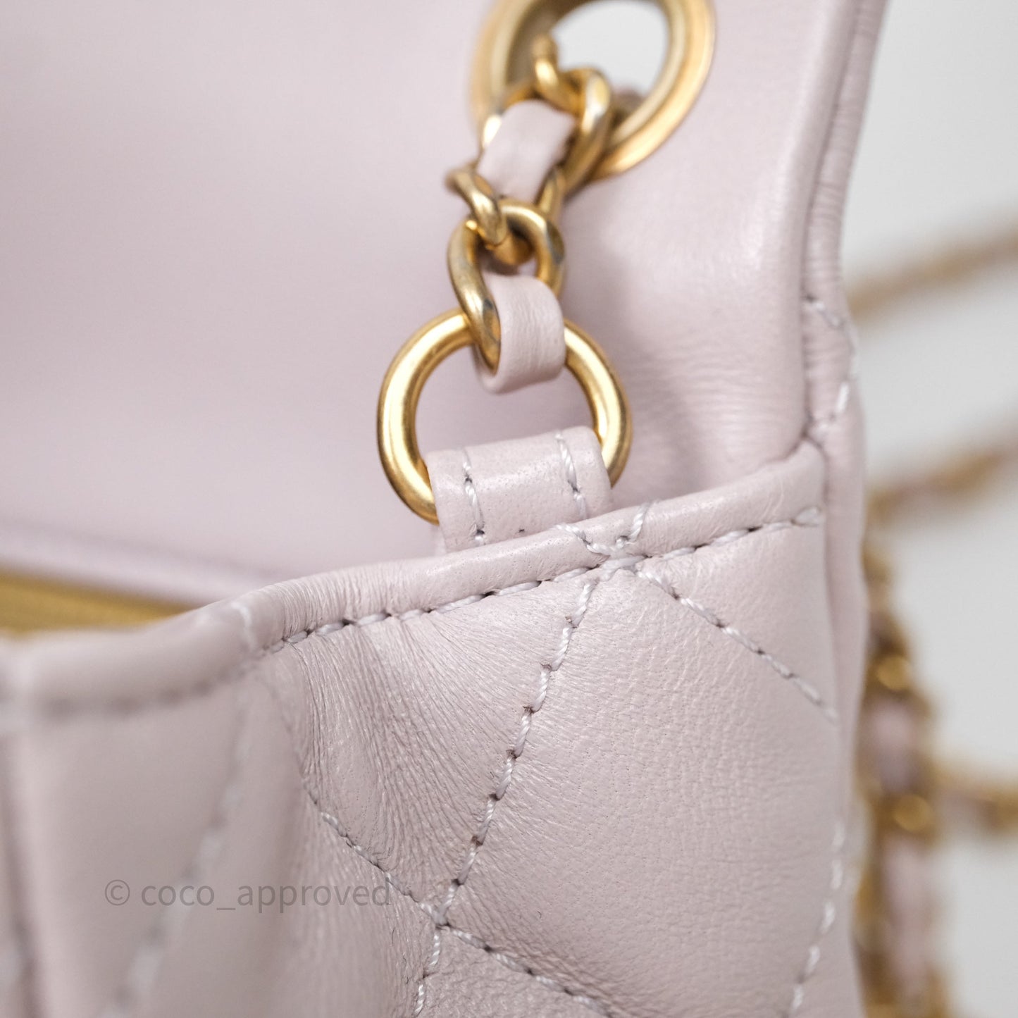 Chanel Mini Rectangular Pearl Crush Lilac Lambskin Aged Gold Hardware
