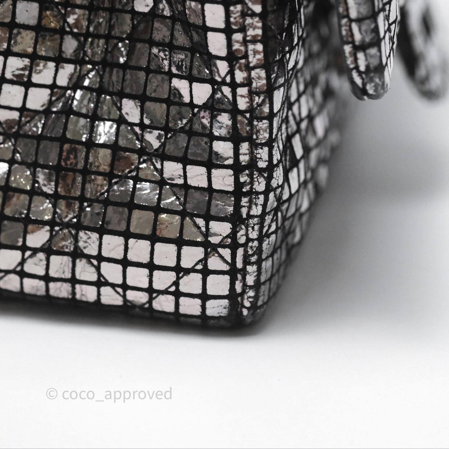 Chanel Mirror Reissue 2.55 Quilted Silver Suede Calfskin Gun Metal Hardware