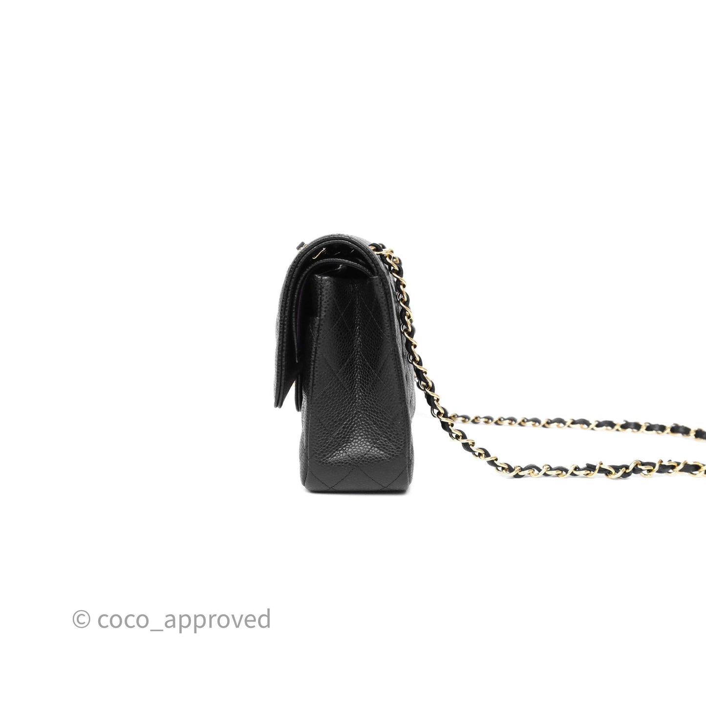Chanel M/L Medium Classic Flap Quilted Black Caviar Gold Hardware