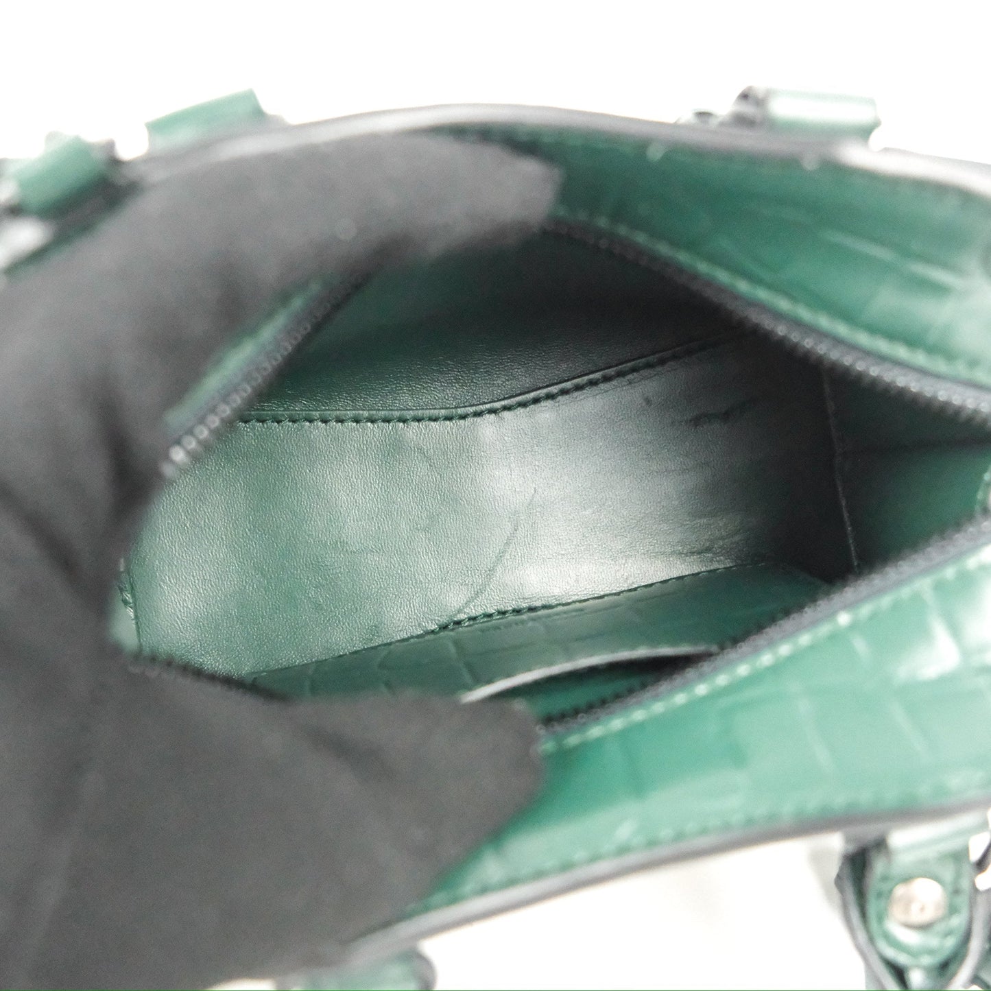 Balenciaga Mini Neo Classic City Bag Green Croc Embossed