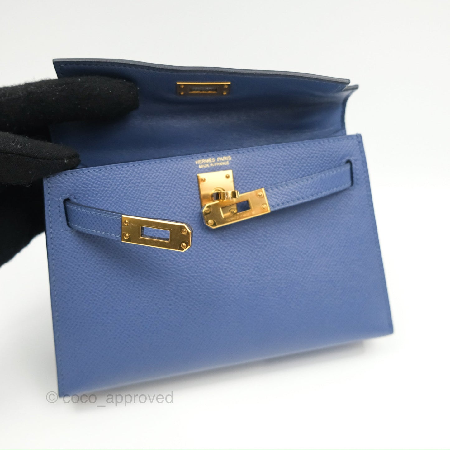 Hermès Mini Kelly II Bleu Brighton Epsom Gold Hardware