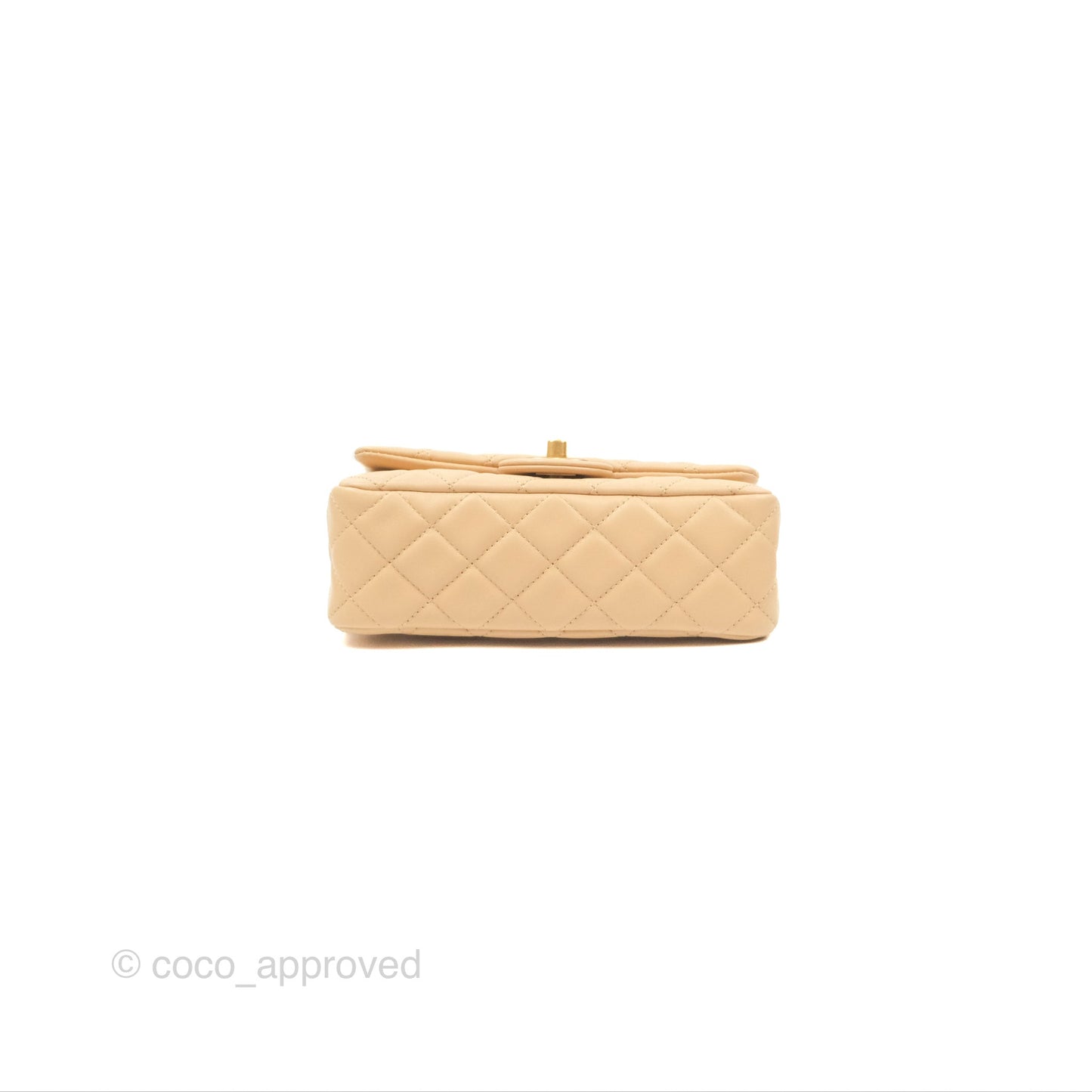 Chanel Pearl Crush Mini Rectangular Beige Lambskin Aged Gold Hardware
