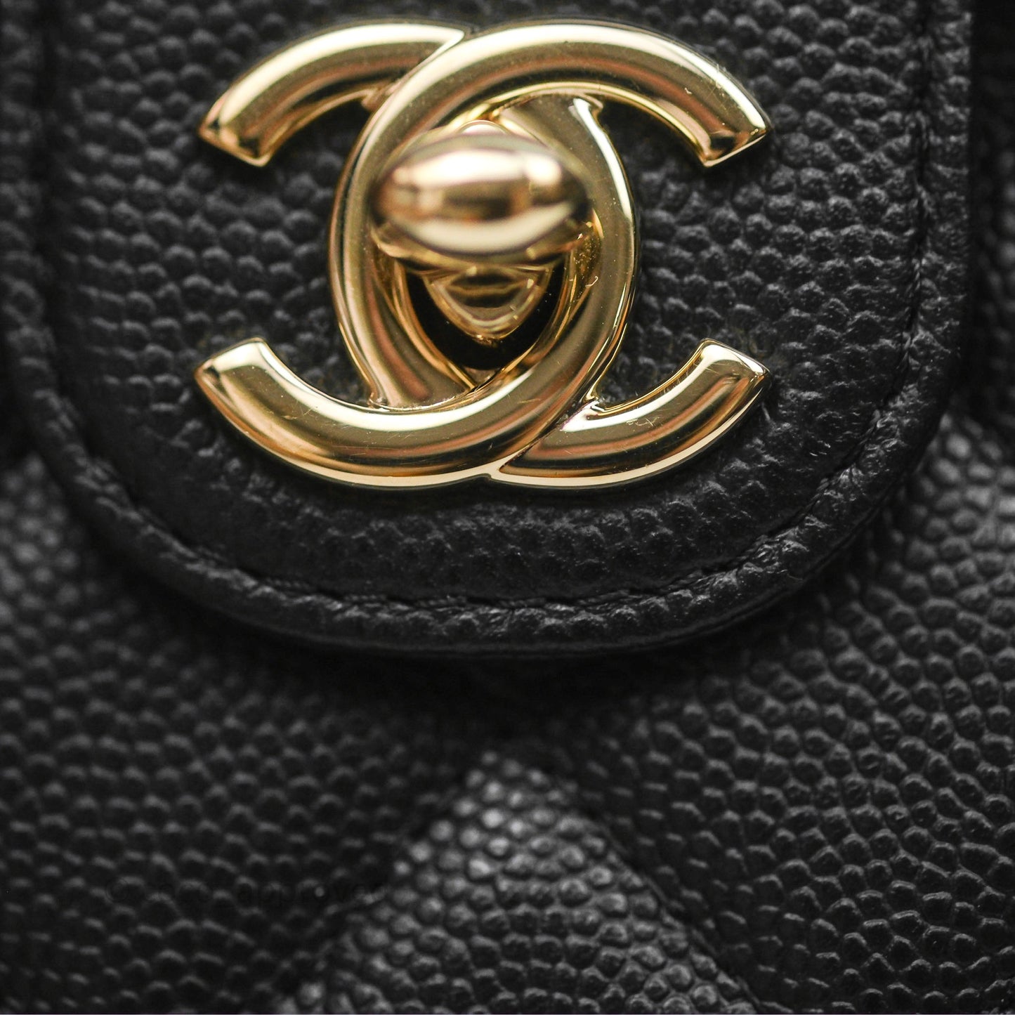 Chanel Classic Quilted Phone Holder Black Caviar Gold Hardware