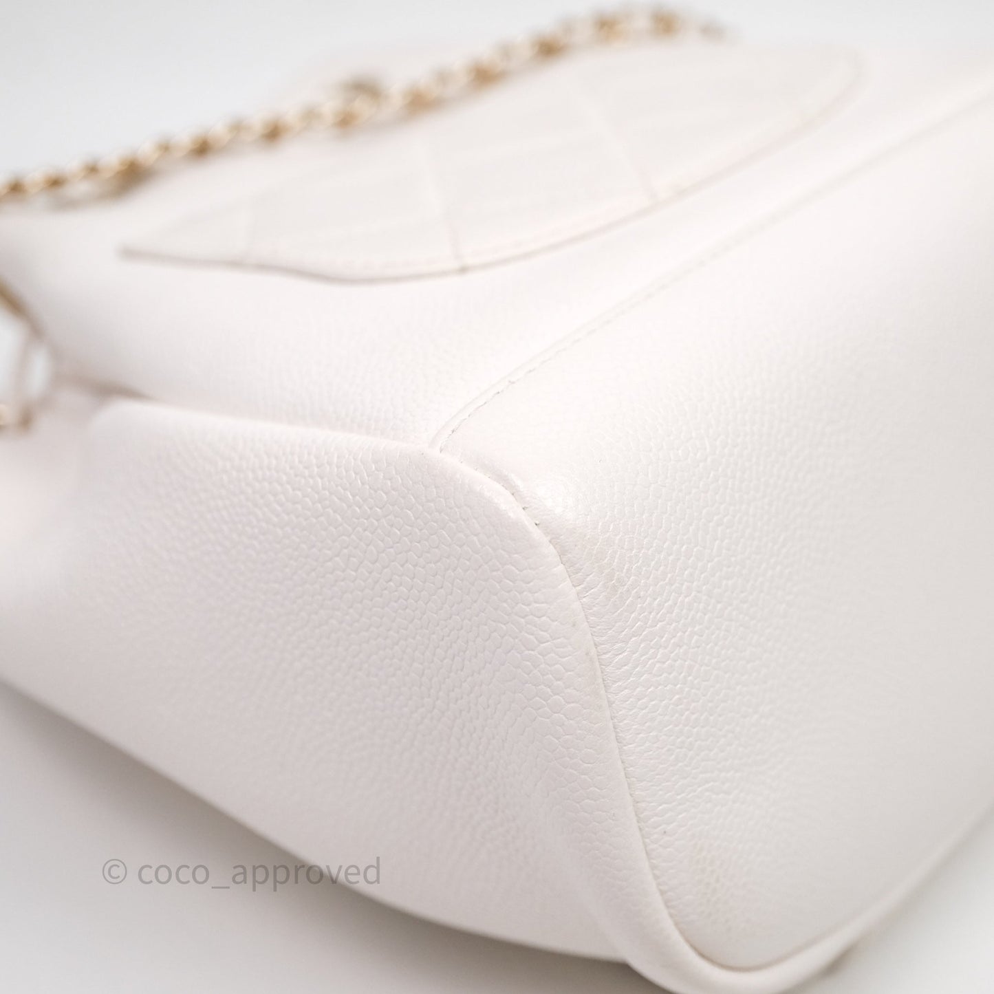 Chanel Business Affinity Drawstring Bucket Bag White Caviar Gold Hardware